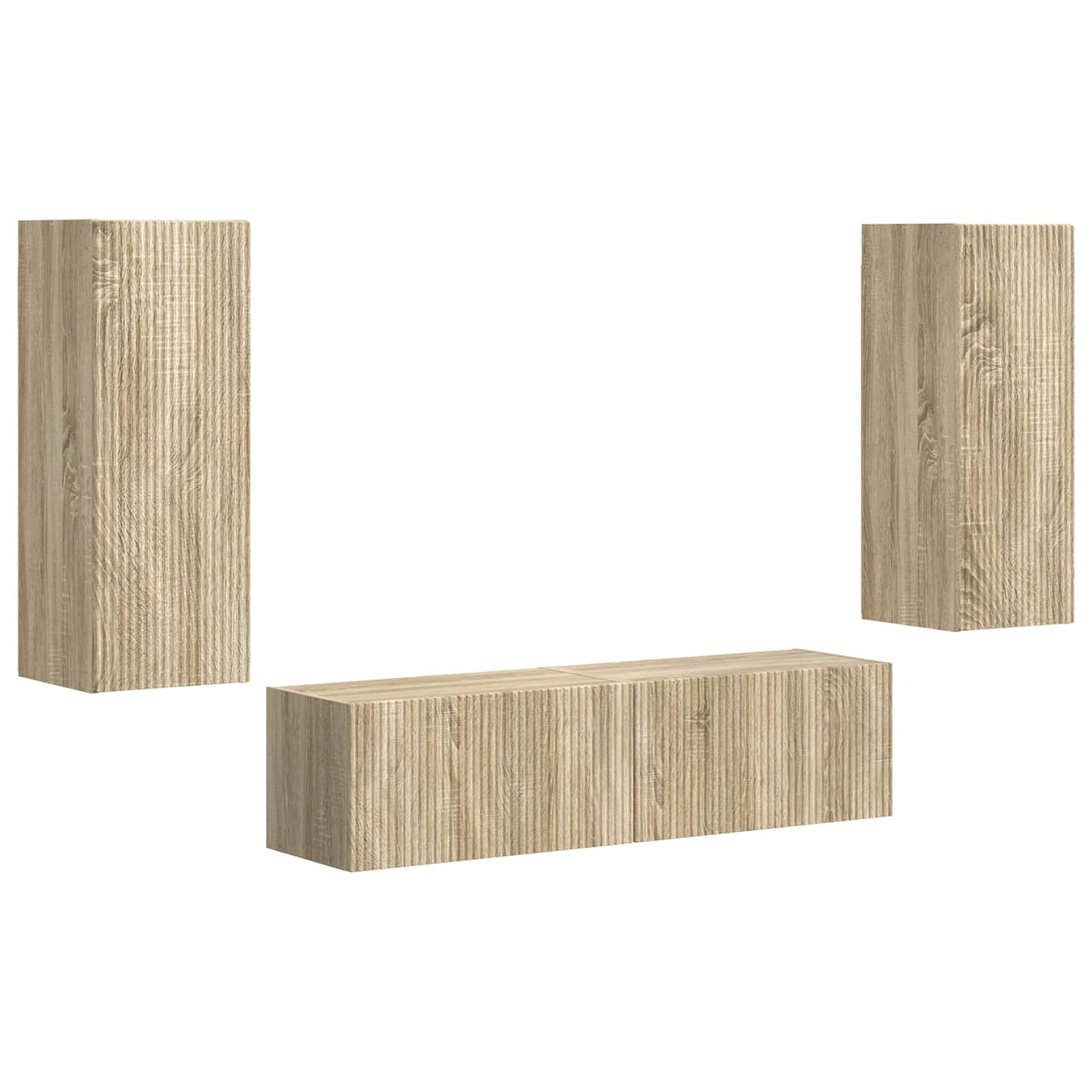 Tv-meubelset Wandgemonteerd 2 pcs Sonoma Eiken Bewerkt hout is nu te koop bij PeponiXL, paradijselijk wonen!