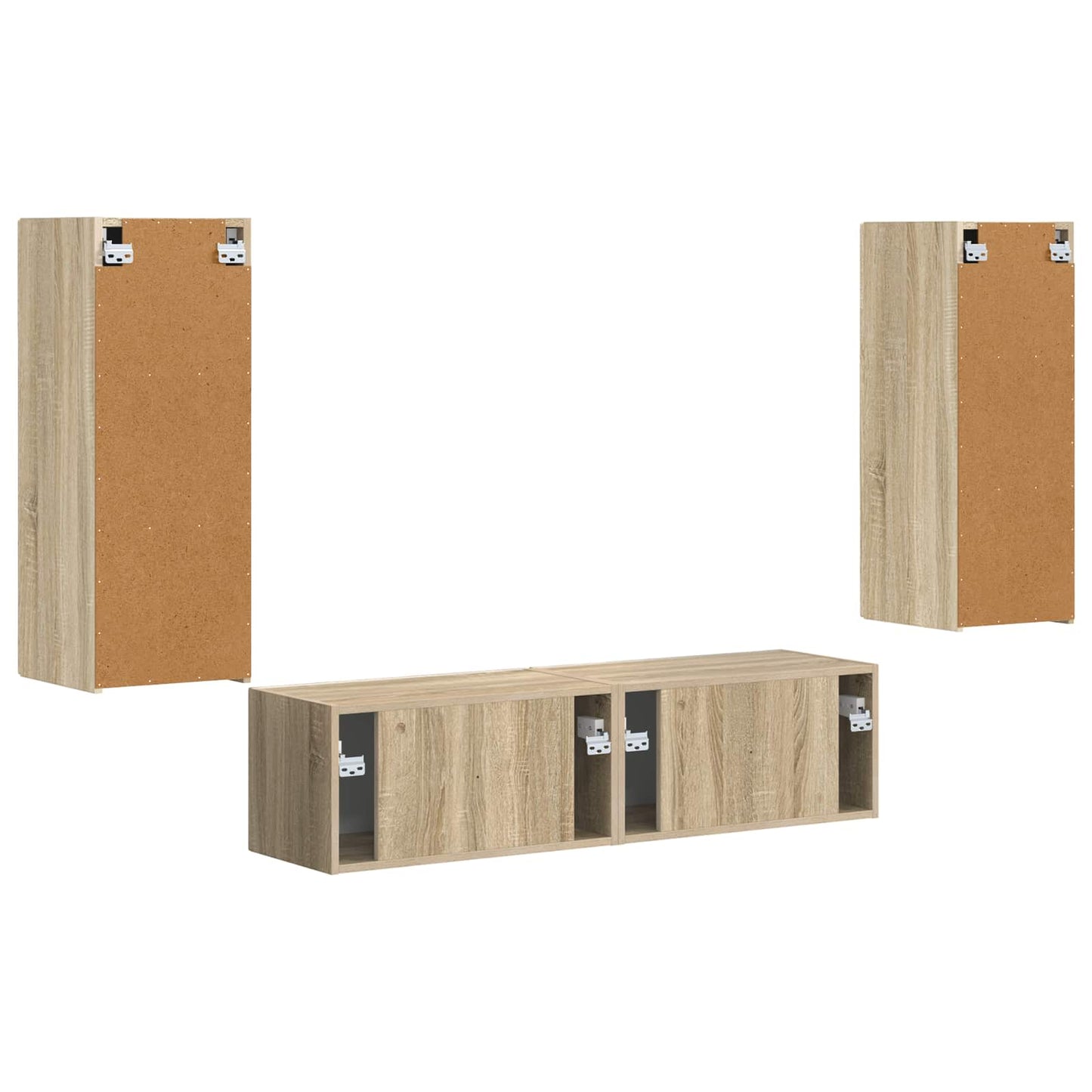 Tv-meubelset Wandgemonteerd 2 pcs Sonoma Eiken Bewerkt hout is nu te koop bij PeponiXL, paradijselijk wonen!