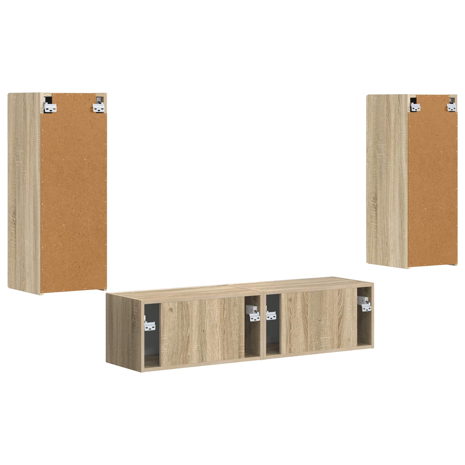 Tv-meubelset Wandgemonteerd 2 pcs Sonoma Eiken Bewerkt hout is nu te koop bij PeponiXL, paradijselijk wonen!