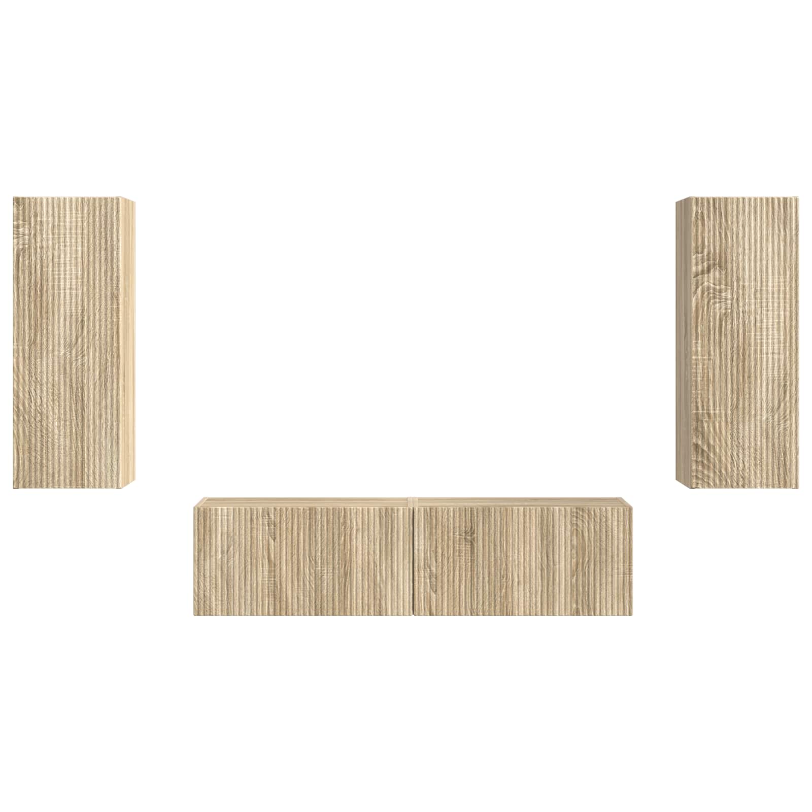 Tv-meubelset Wandgemonteerd 2 pcs Sonoma Eiken Bewerkt hout is nu te koop bij PeponiXL, paradijselijk wonen!