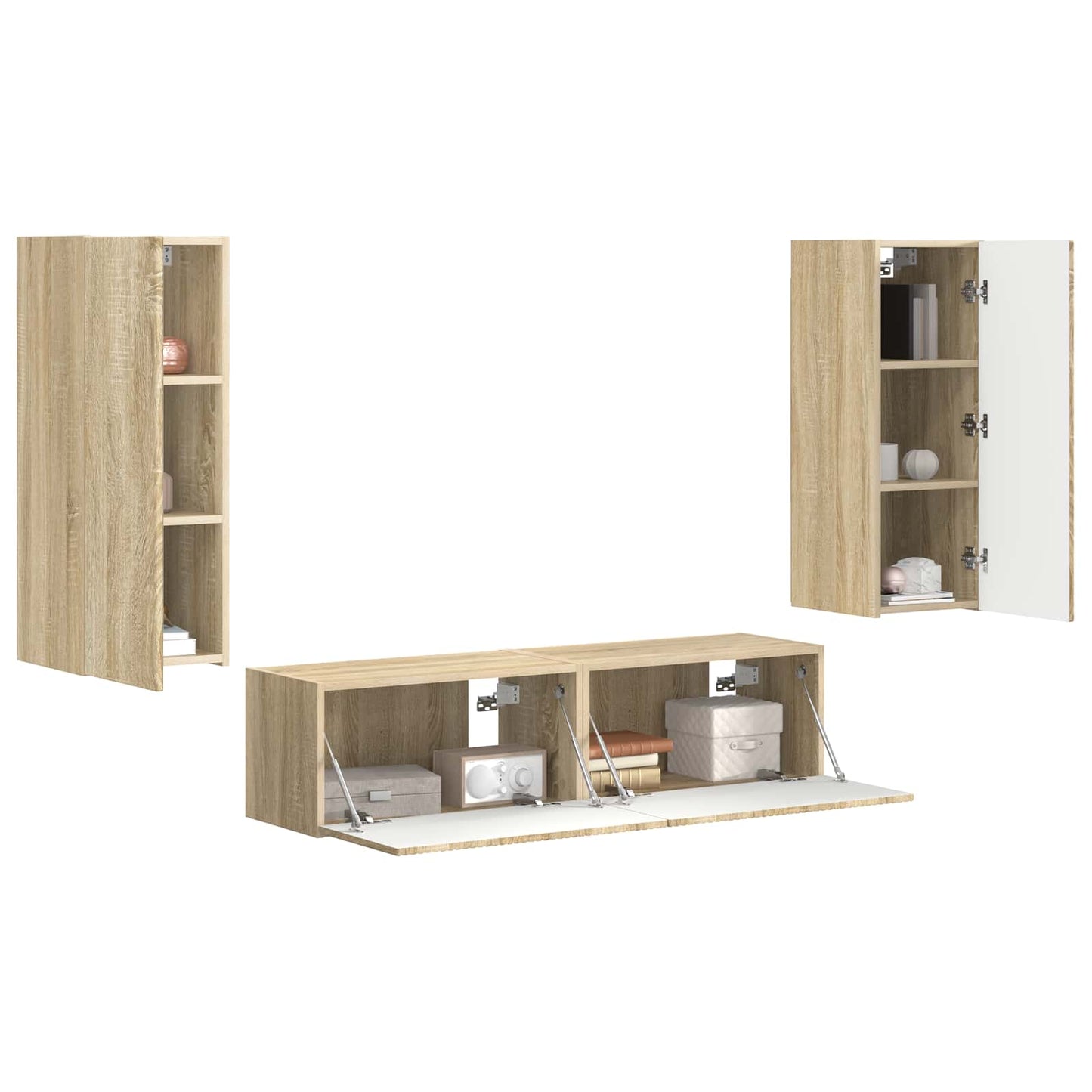 Tv-meubelset Wandgemonteerd 2 pcs Sonoma Eiken Bewerkt hout is nu te koop bij PeponiXL, paradijselijk wonen!