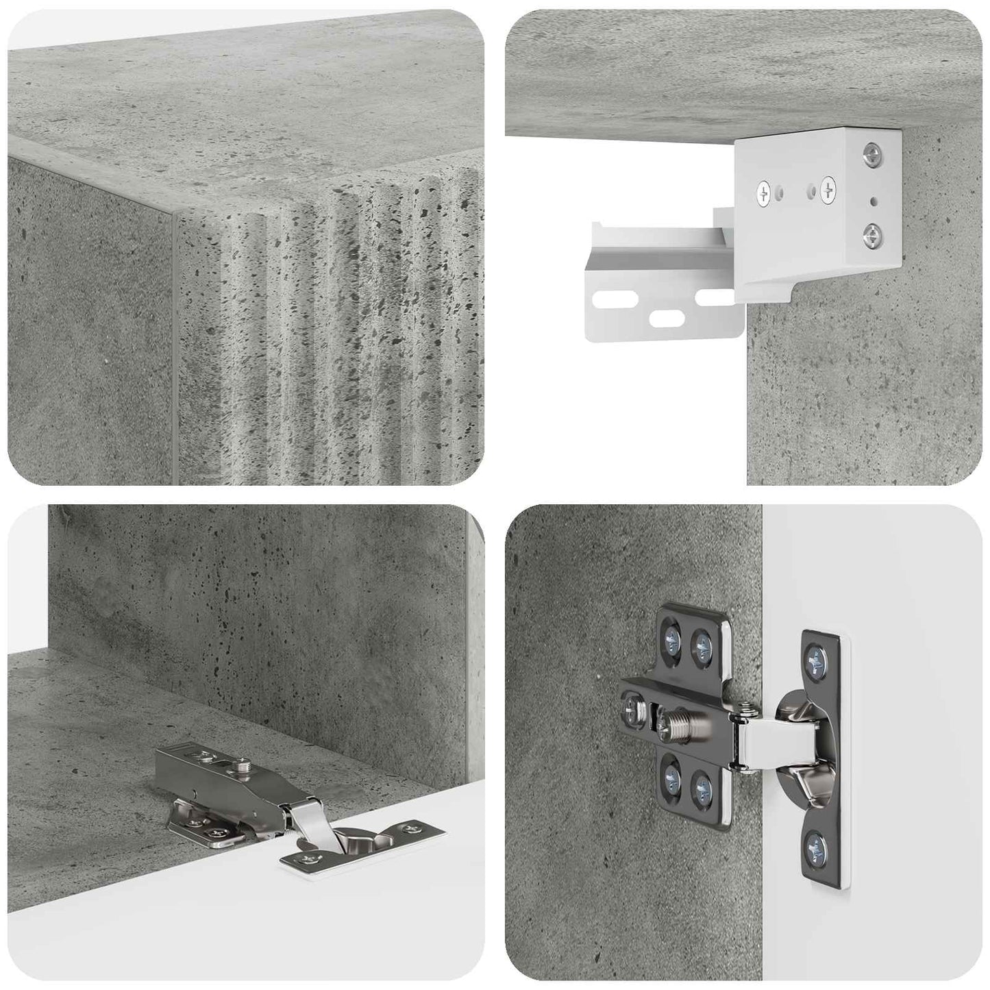 Tv-meubelset Wandgemonteerd 2 pcs Beton Grijs Bewerkt hout is nu te koop bij PeponiXL, paradijselijk wonen!