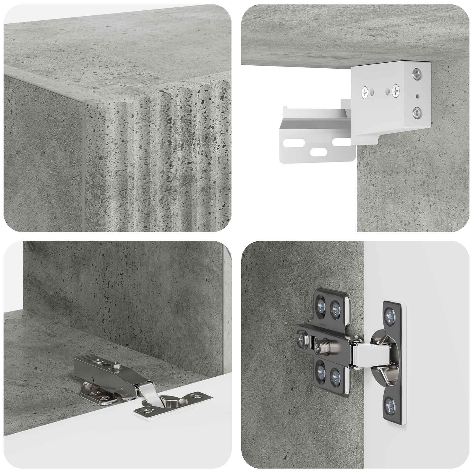 Tv-meubelset Wandgemonteerd 2 pcs Beton Grijs Bewerkt hout is nu te koop bij PeponiXL, paradijselijk wonen!