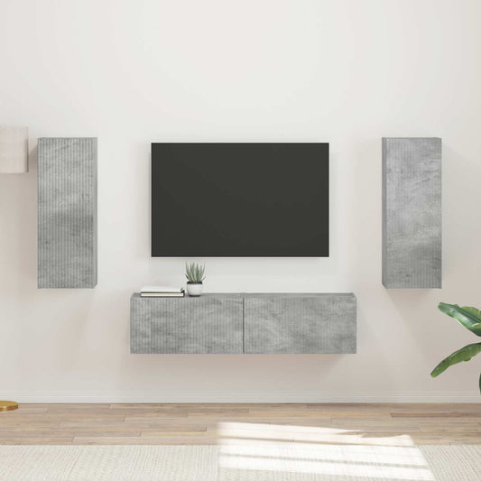 Tv-meubelset Wandgemonteerd 2 pcs Beton Grijs Bewerkt hout is nu te koop bij PeponiXL, paradijselijk wonen!