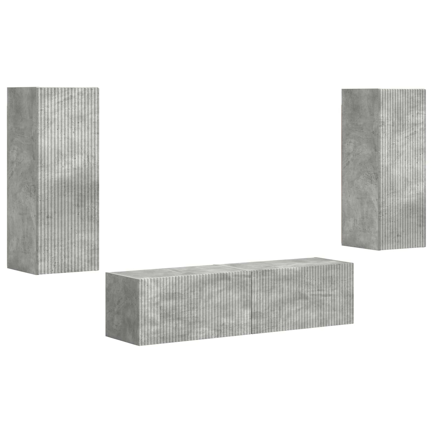 Tv-meubelset Wandgemonteerd 2 pcs Beton Grijs Bewerkt hout is nu te koop bij PeponiXL, paradijselijk wonen!