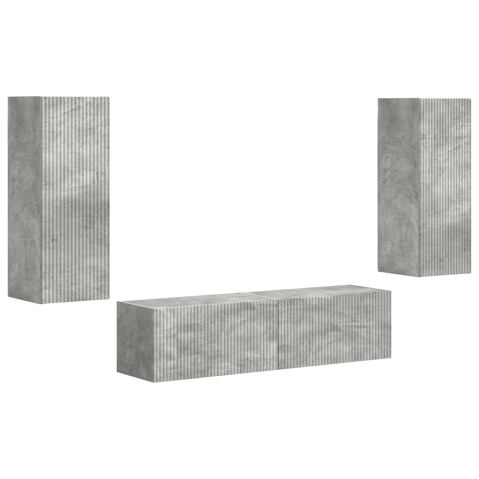 Tv-meubelset Wandgemonteerd 2 pcs Beton Grijs Bewerkt hout is nu te koop bij PeponiXL, paradijselijk wonen!