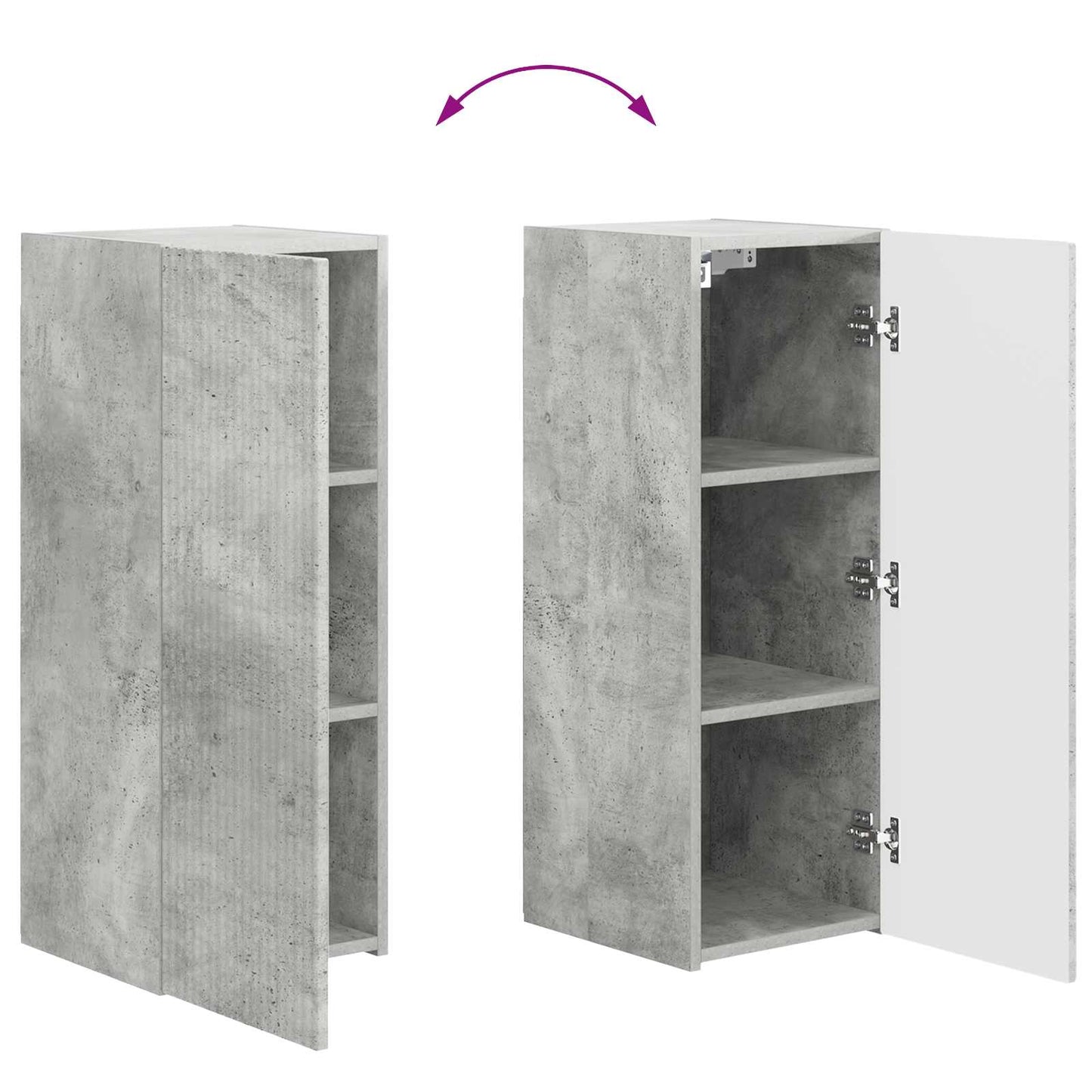 Tv-meubelset Wandgemonteerd 2 pcs Beton Grijs Bewerkt hout is nu te koop bij PeponiXL, paradijselijk wonen!