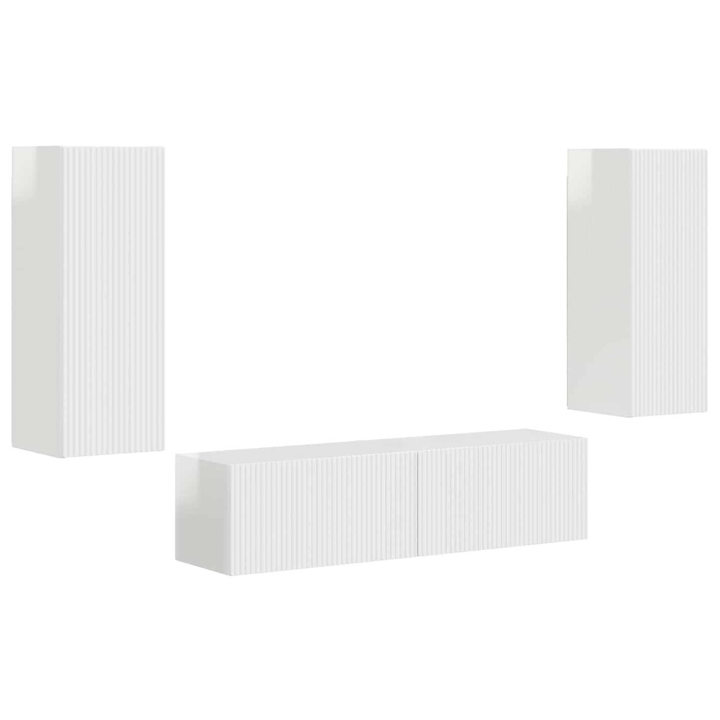 Tv-meubelset Wandgemonteerd 2 pcs Hoogglans wit Bewerkt hout is nu te koop bij PeponiXL, paradijselijk wonen!
