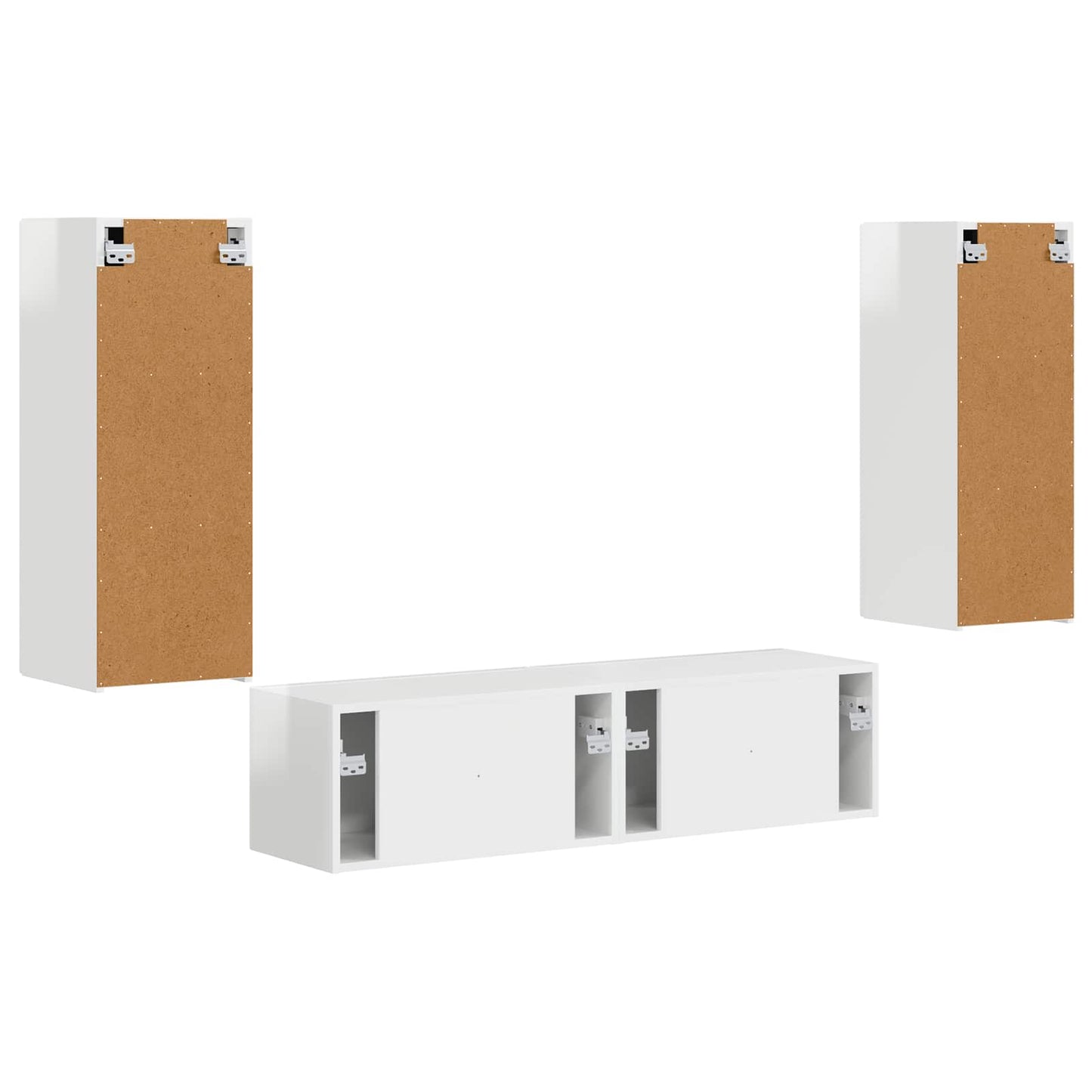 Tv-meubelset Wandgemonteerd 2 pcs Hoogglans wit Bewerkt hout is nu te koop bij PeponiXL, paradijselijk wonen!