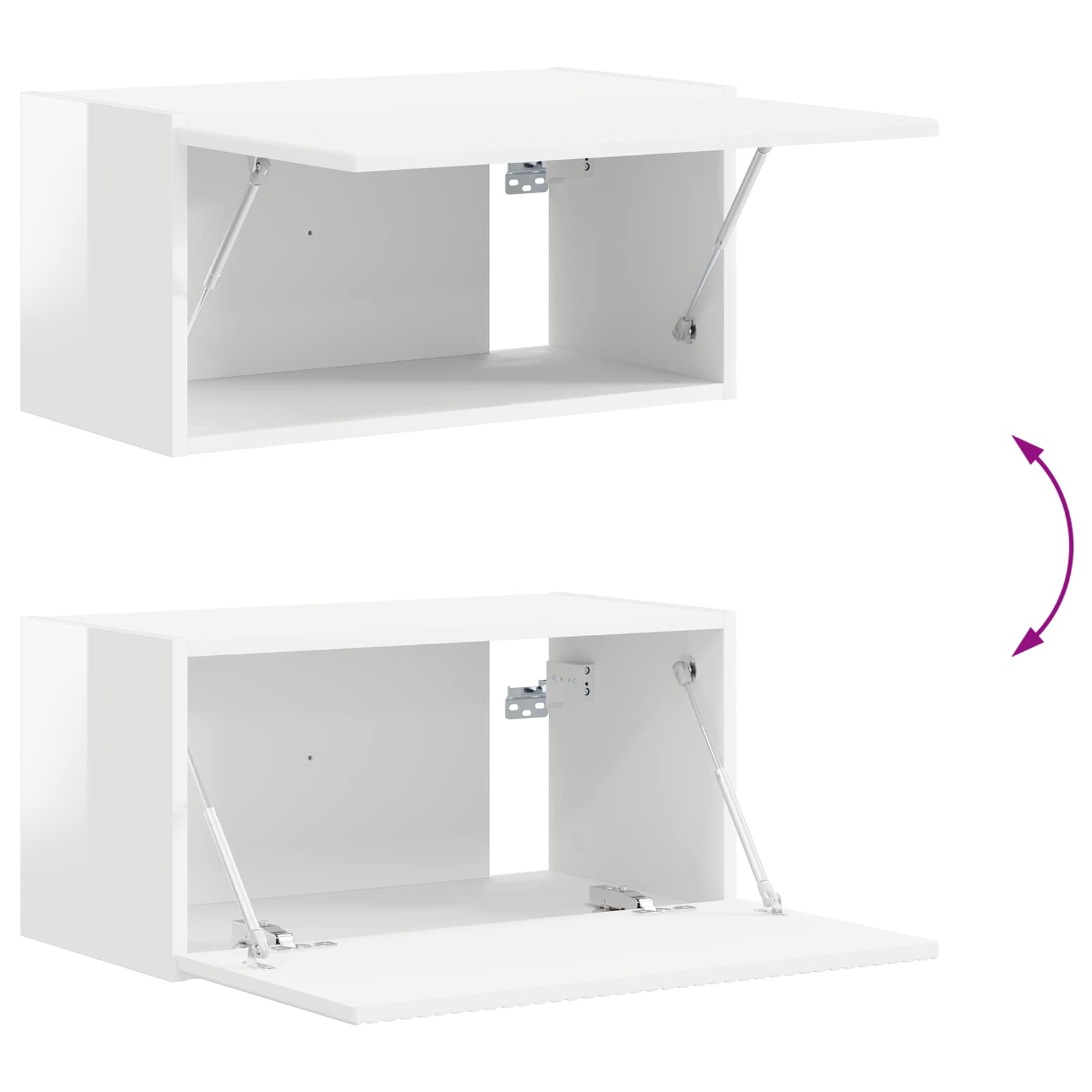 Tv-meubelset Wandgemonteerd 2 pcs Hoogglans wit Bewerkt hout is nu te koop bij PeponiXL, paradijselijk wonen!