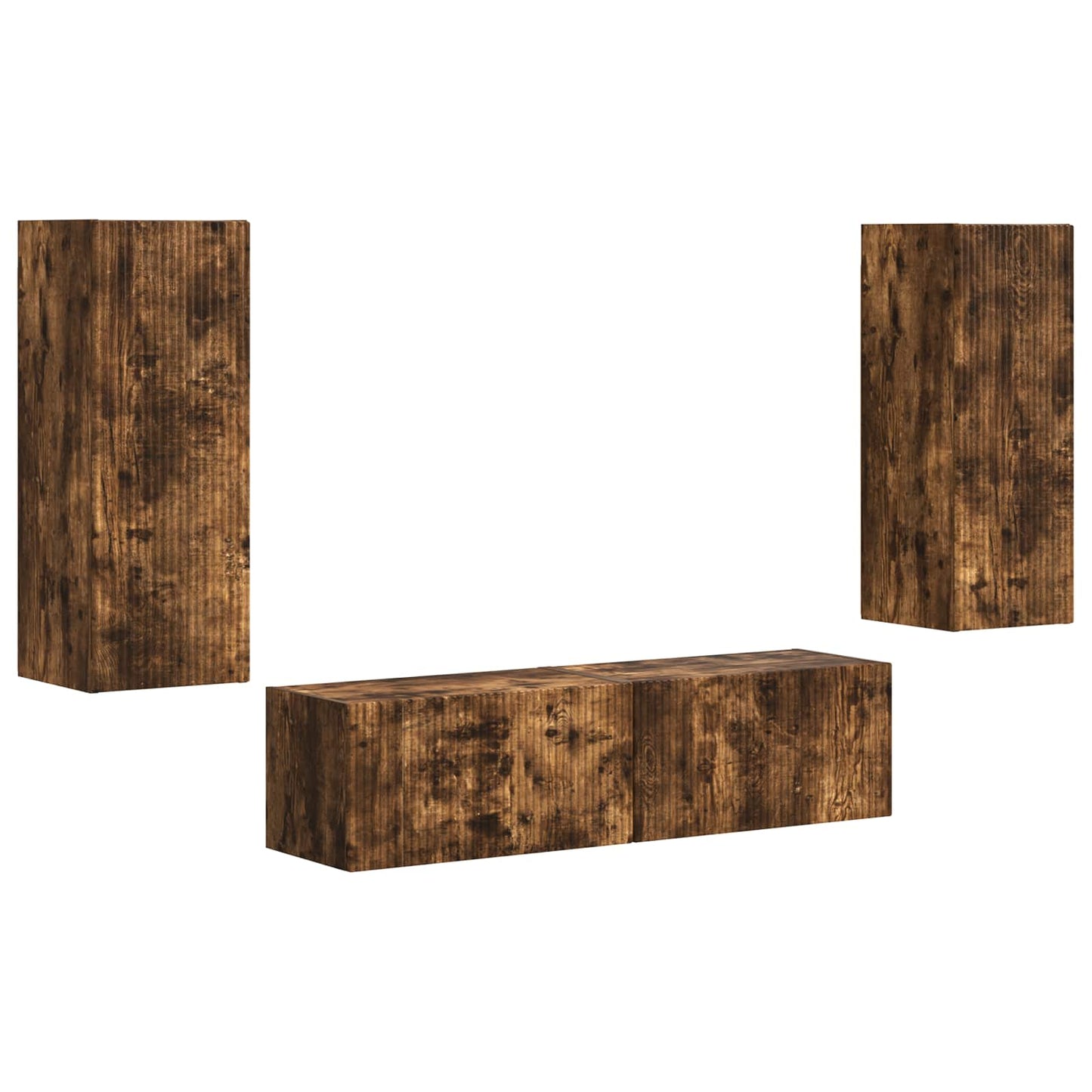 Tv-meubelset Wandgemonteerd 2 pcs Gerookt eiken Bewerkt hout is nu te koop bij PeponiXL, paradijselijk wonen!