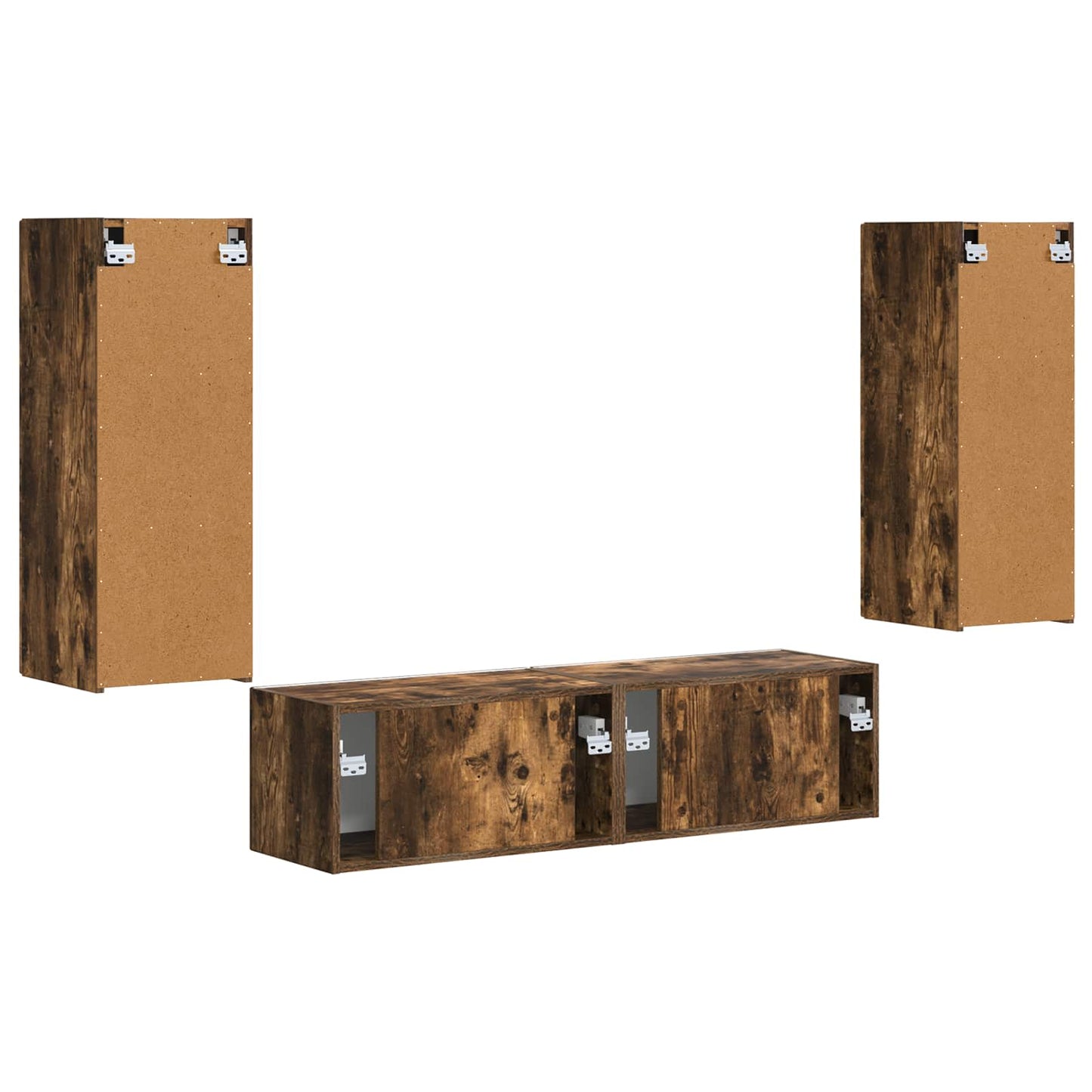 Tv-meubelset Wandgemonteerd 2 pcs Gerookt eiken Bewerkt hout is nu te koop bij PeponiXL, paradijselijk wonen!