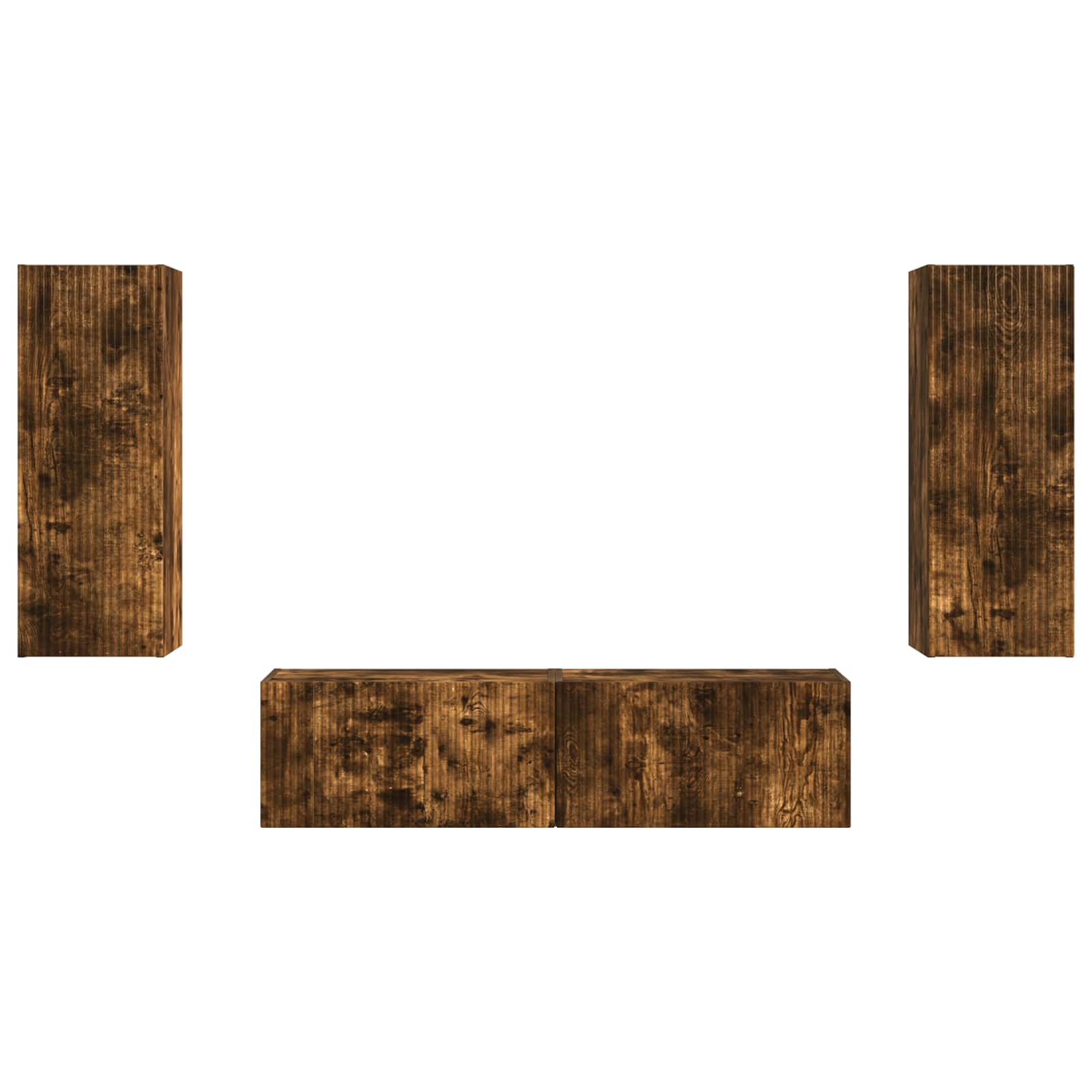 Tv-meubelset Wandgemonteerd 2 pcs Gerookt eiken Bewerkt hout is nu te koop bij PeponiXL, paradijselijk wonen!