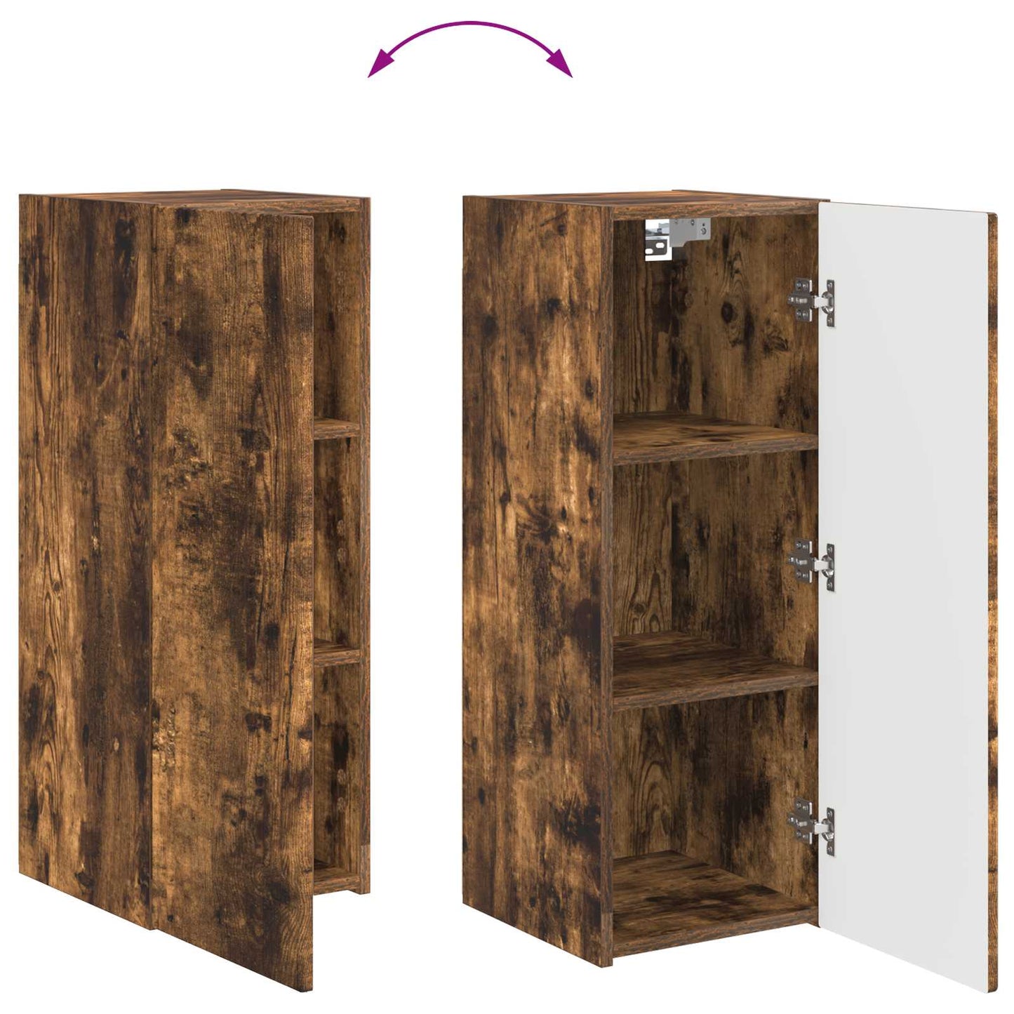 Tv-meubelset Wandgemonteerd 2 pcs Gerookt eiken Bewerkt hout is nu te koop bij PeponiXL, paradijselijk wonen!