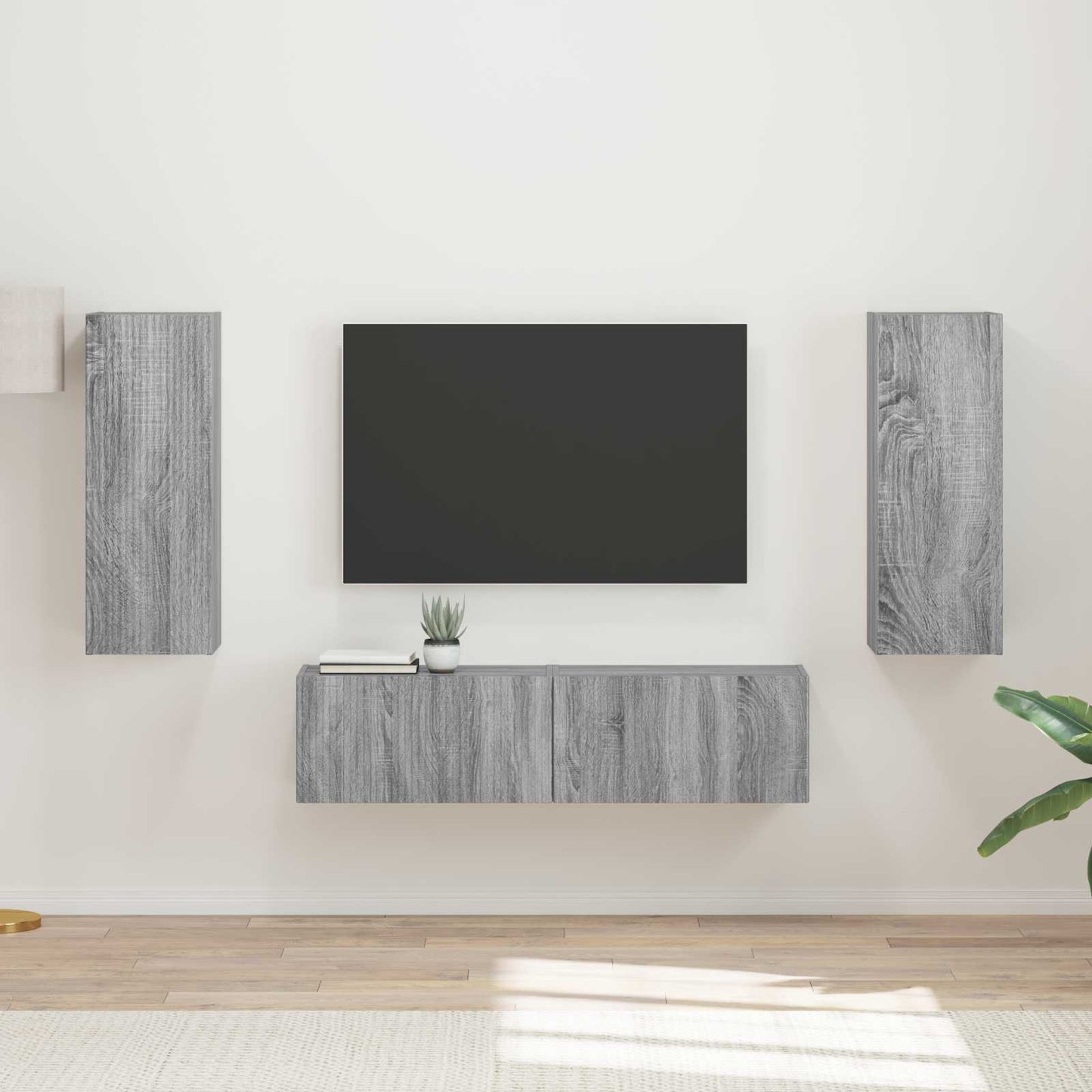 Tv-meubelset Wandgemonteerd 2 pcs Grijs Sonoma Bewerkt hout is nu te koop bij PeponiXL, paradijselijk wonen!
