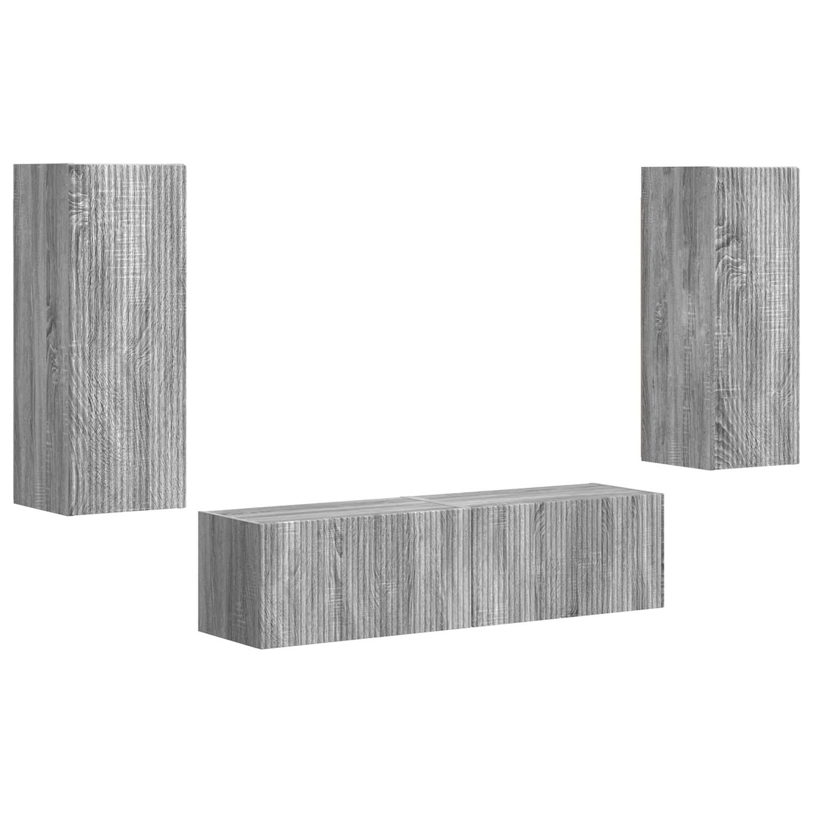 Tv-meubelset Wandgemonteerd 2 pcs Grijs Sonoma Bewerkt hout is nu te koop bij PeponiXL, paradijselijk wonen!