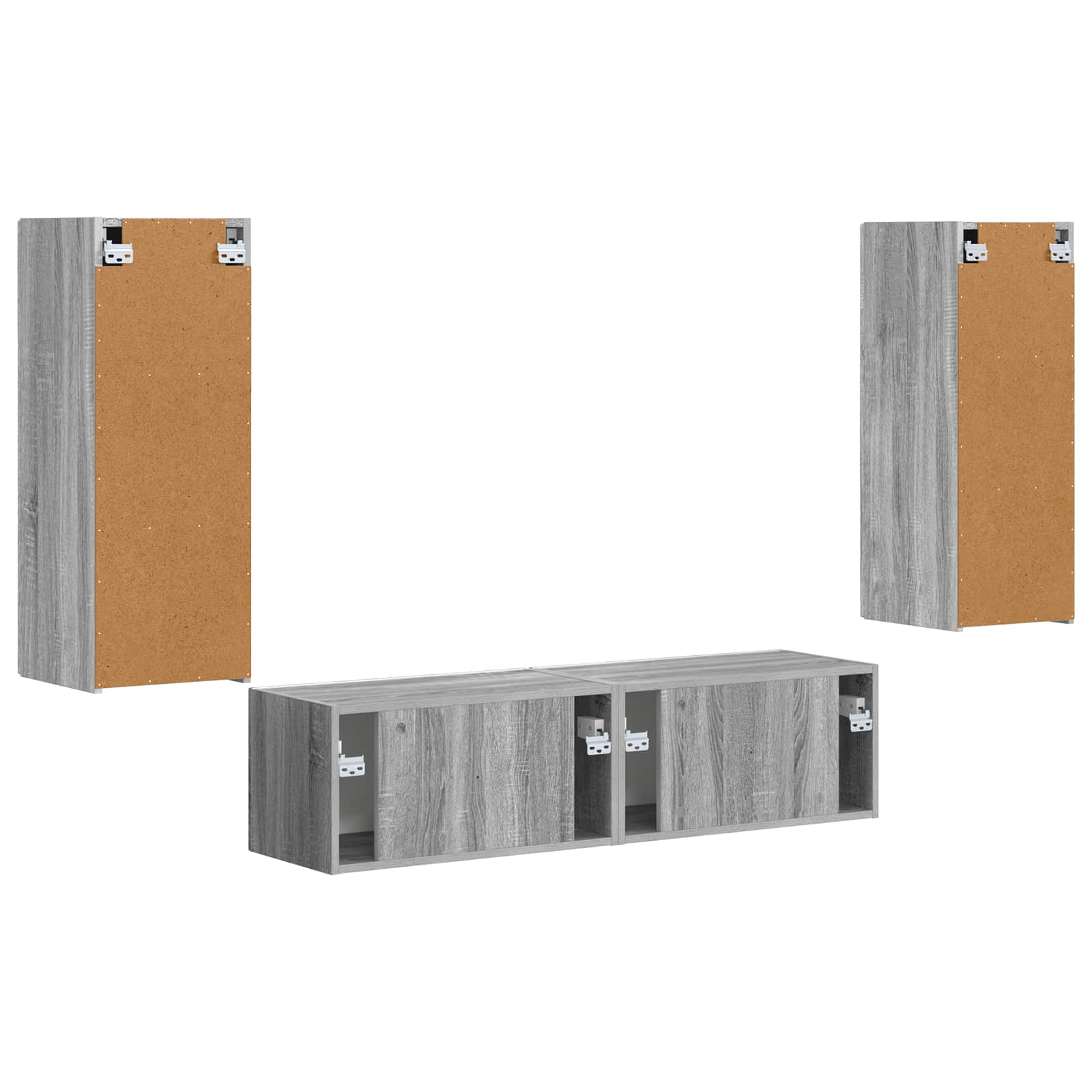 Tv-meubelset Wandgemonteerd 2 pcs Grijs Sonoma Bewerkt hout is nu te koop bij PeponiXL, paradijselijk wonen!