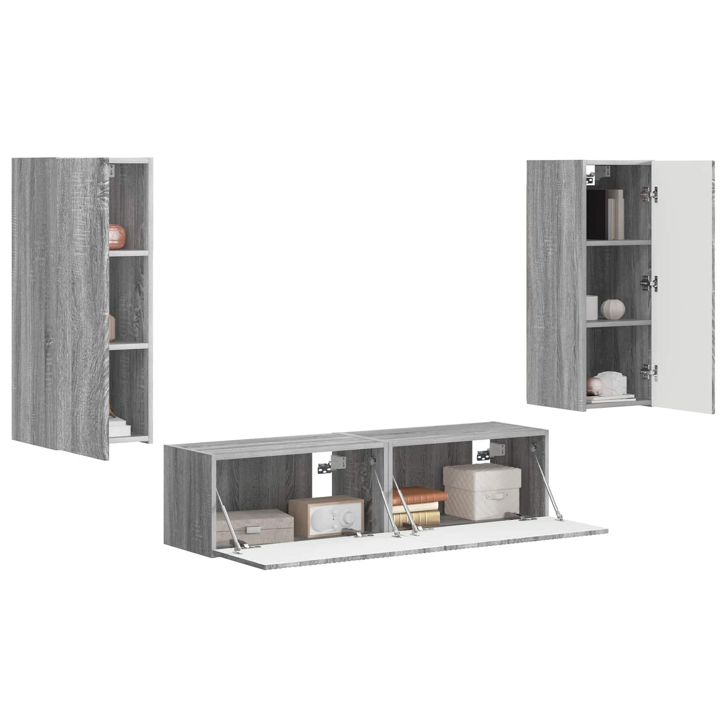 Tv-meubelset Wandgemonteerd 2 pcs Grijs Sonoma Bewerkt hout is nu te koop bij PeponiXL, paradijselijk wonen!