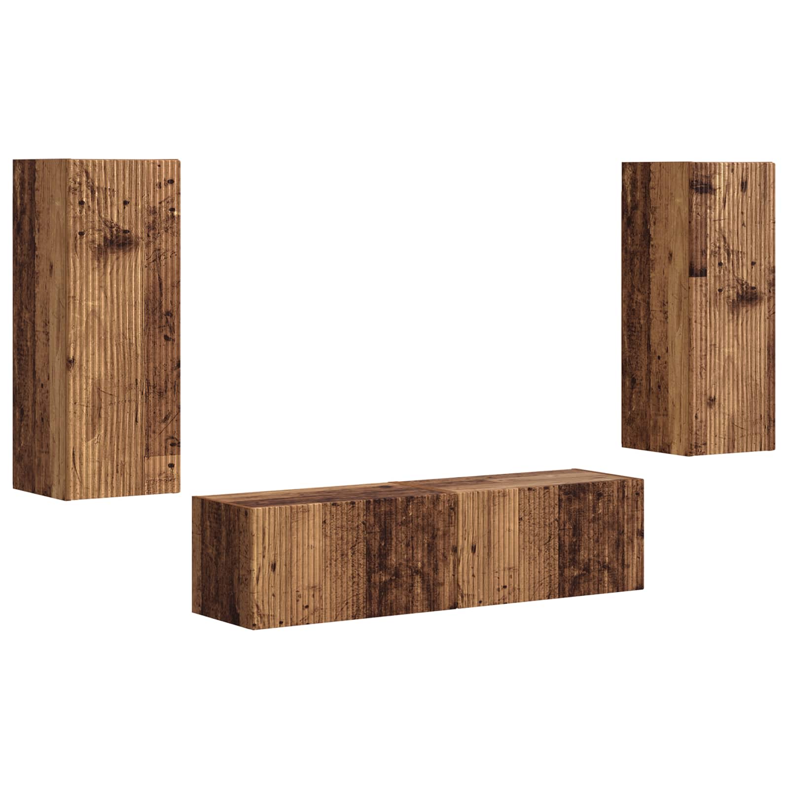 Tv-meubelset Wandgemonteerd 2 pcs Oudhout Bewerkt hout is nu te koop bij PeponiXL, paradijselijk wonen!