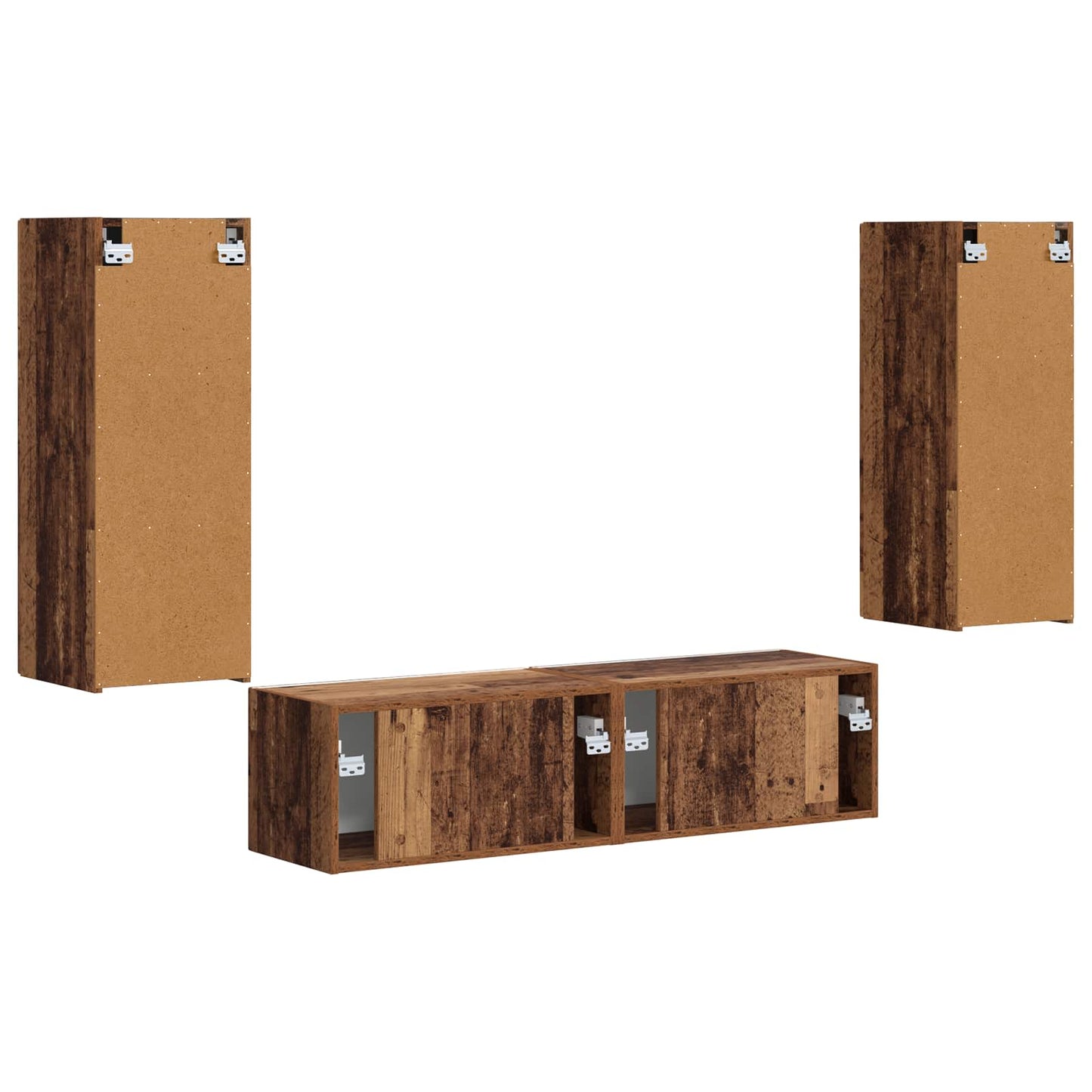 Tv-meubelset Wandgemonteerd 2 pcs Oudhout Bewerkt hout is nu te koop bij PeponiXL, paradijselijk wonen!