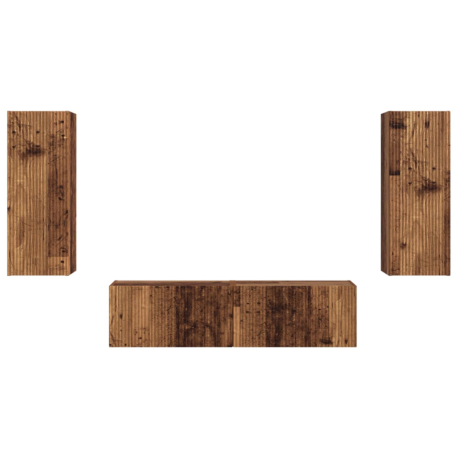 Tv-meubelset Wandgemonteerd 2 pcs Oudhout Bewerkt hout is nu te koop bij PeponiXL, paradijselijk wonen!