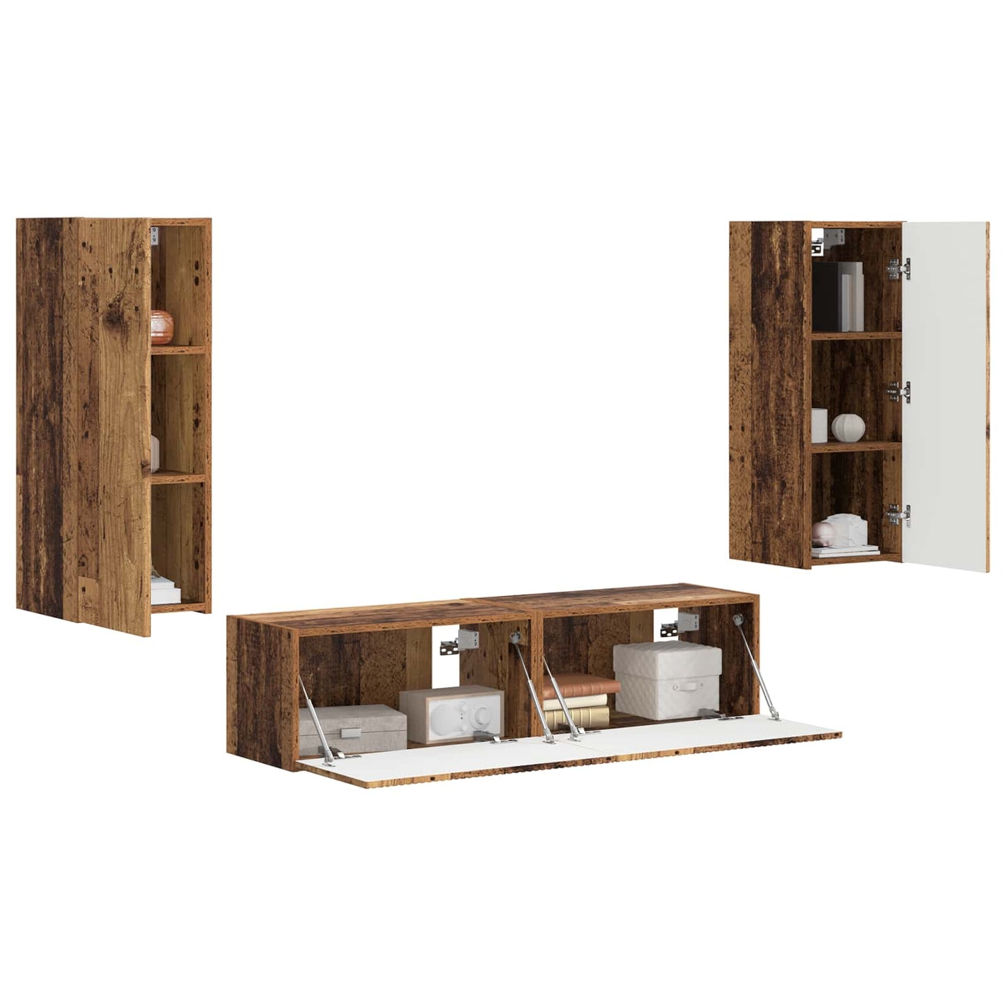 Tv-meubelset Wandgemonteerd 2 pcs Oudhout Bewerkt hout is nu te koop bij PeponiXL, paradijselijk wonen!