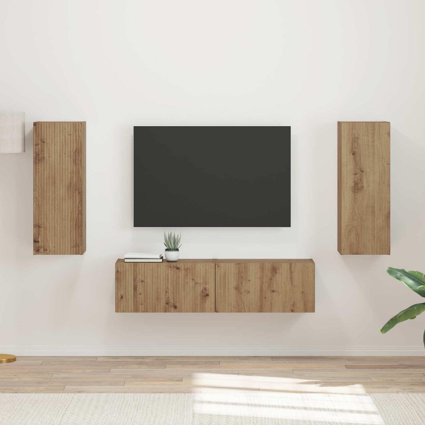 Tv-meubelset Wandgemonteerd 2 pcs Artisan Eiken Bewerkt hout is nu te koop bij PeponiXL, paradijselijk wonen!