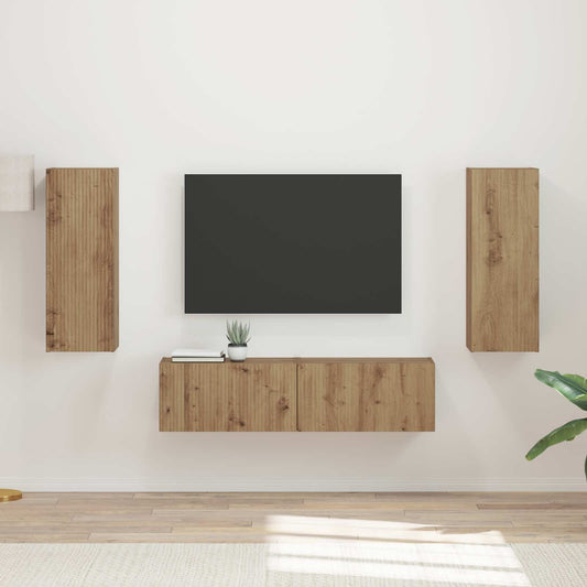 Tv-meubelset Wandgemonteerd 2 pcs Artisan Eiken Bewerkt hout is nu te koop bij PeponiXL, paradijselijk wonen!