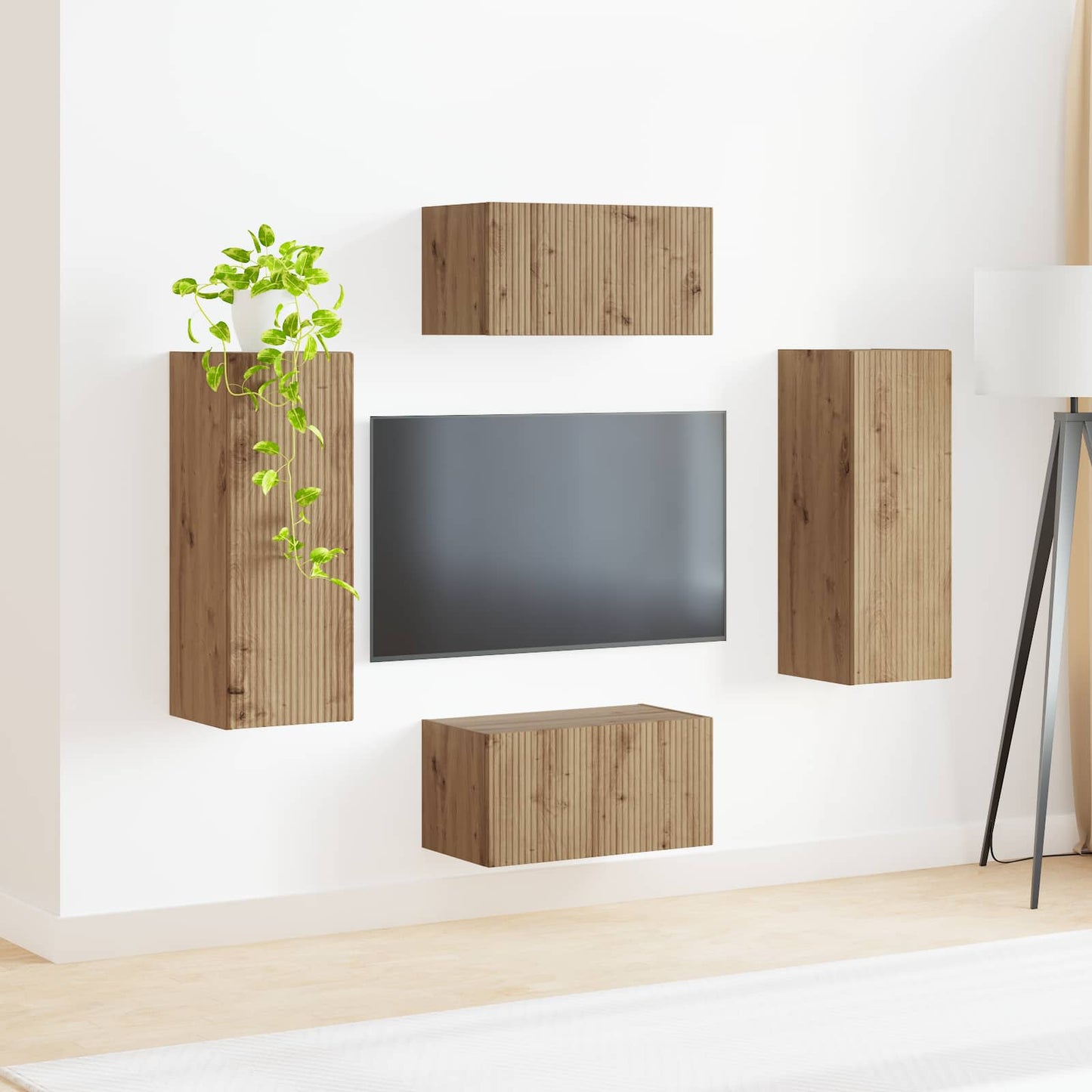 Tv-meubelset Wandgemonteerd 2 pcs Artisan Eiken Bewerkt hout is nu te koop bij PeponiXL, paradijselijk wonen!