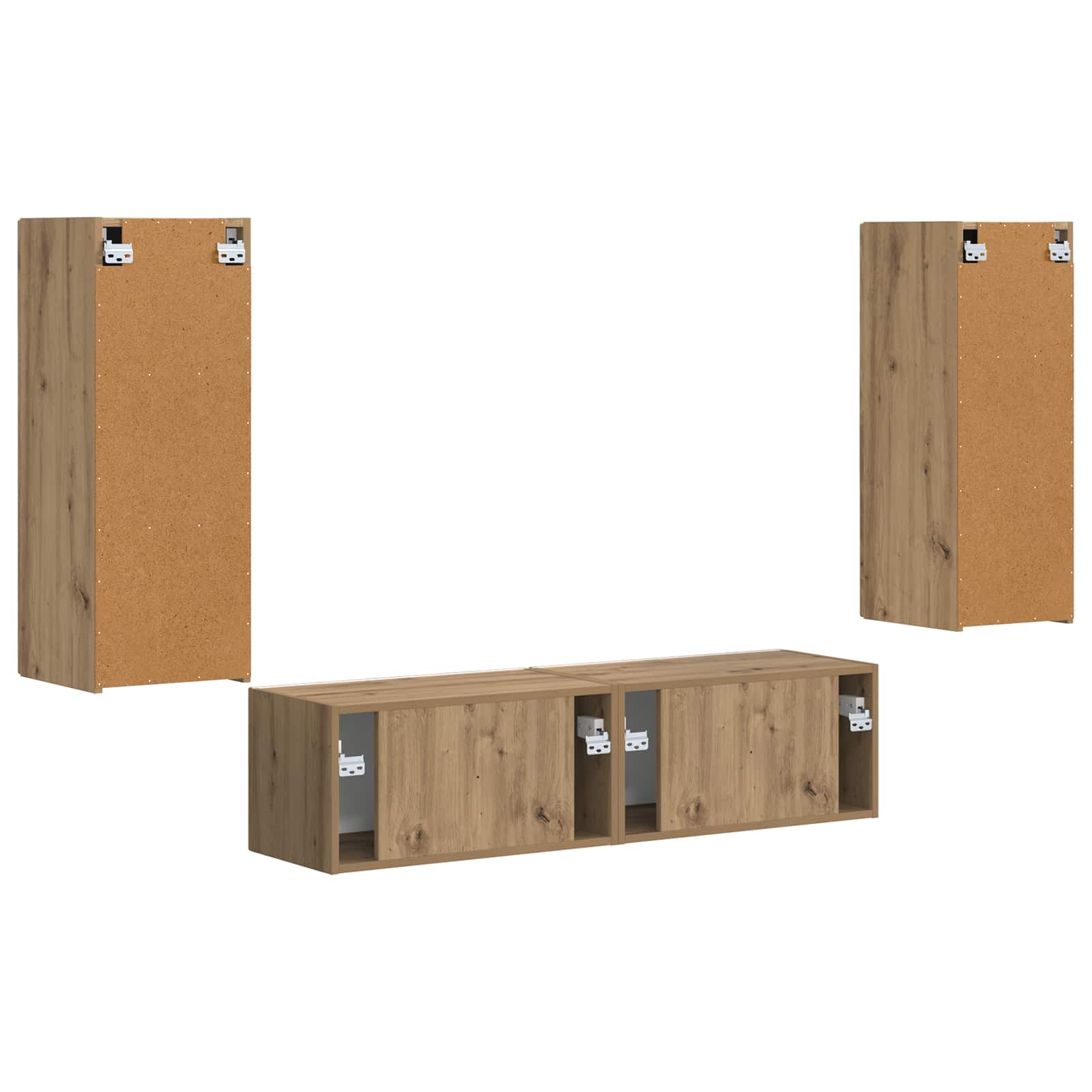 Tv-meubelset Wandgemonteerd 2 pcs Artisan Eiken Bewerkt hout is nu te koop bij PeponiXL, paradijselijk wonen!