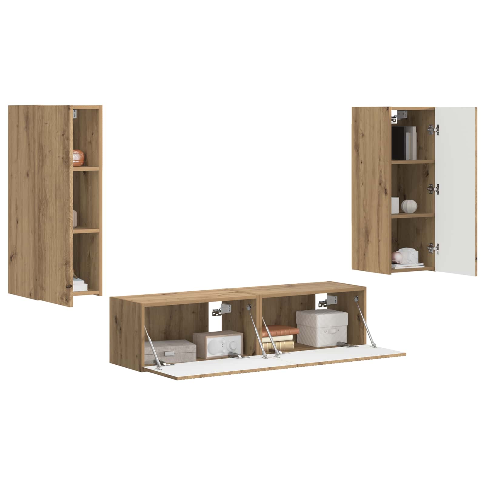 Tv-meubelset Wandgemonteerd 2 pcs Artisan Eiken Bewerkt hout is nu te koop bij PeponiXL, paradijselijk wonen!
