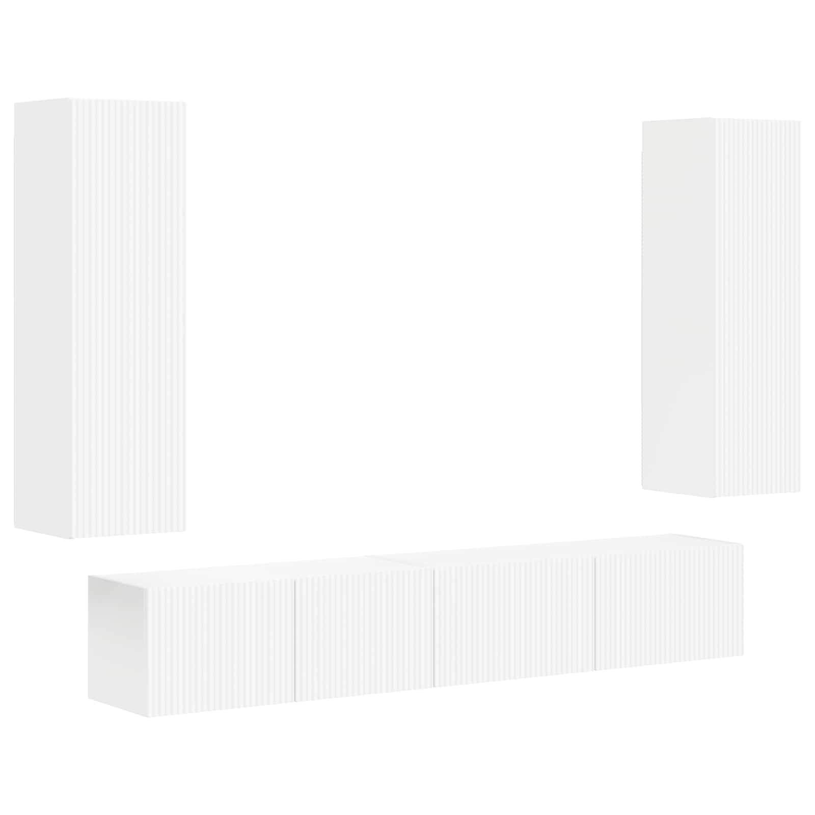 Tv-meubelset Wandgemonteerd 3 pcs Wit Bewerkt hout is nu te koop bij PeponiXL, paradijselijk wonen!