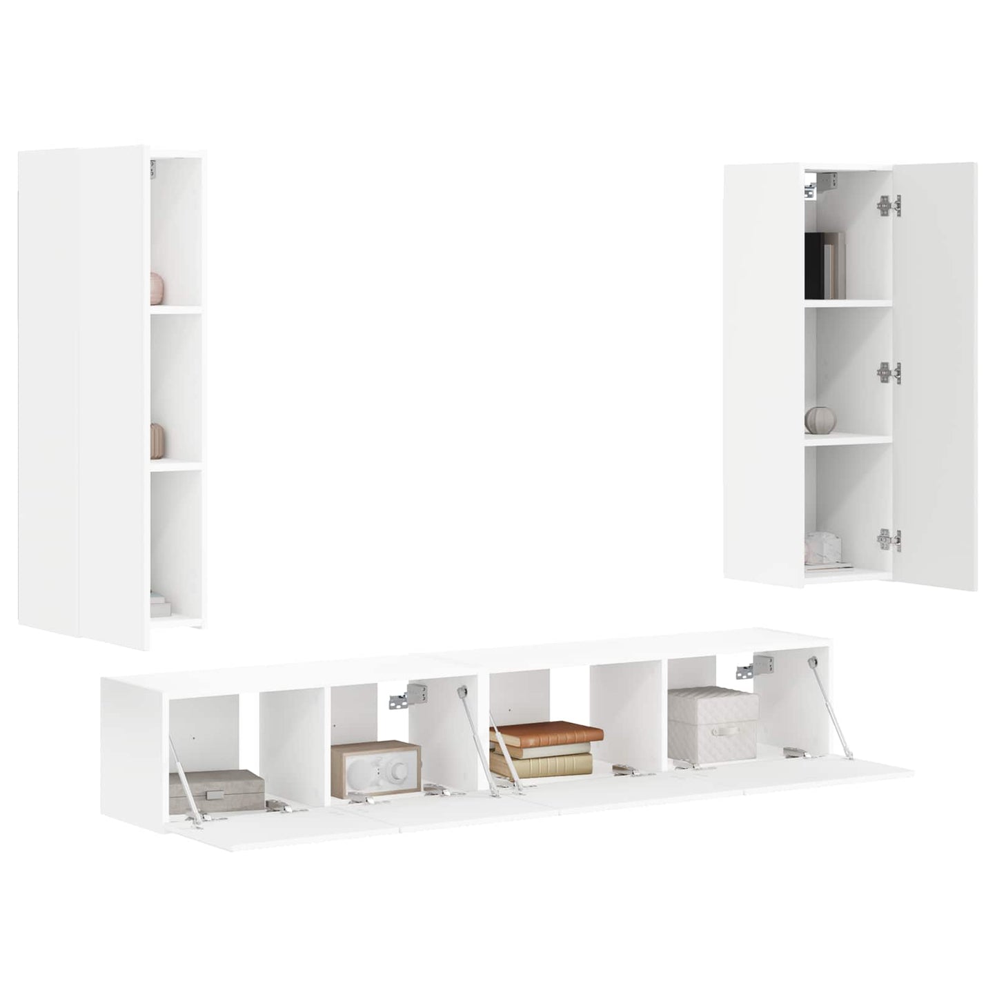 Tv-meubelset Wandgemonteerd 3 pcs Wit Bewerkt hout is nu te koop bij PeponiXL, paradijselijk wonen!
