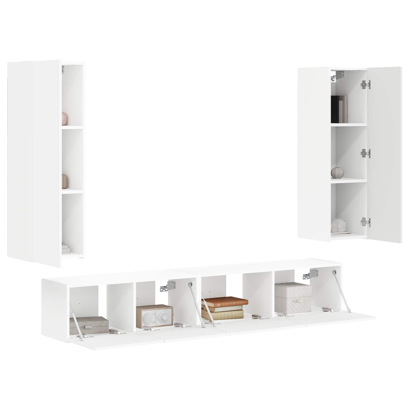 Tv-meubelset Wandgemonteerd 3 pcs Wit Bewerkt hout is nu te koop bij PeponiXL, paradijselijk wonen!