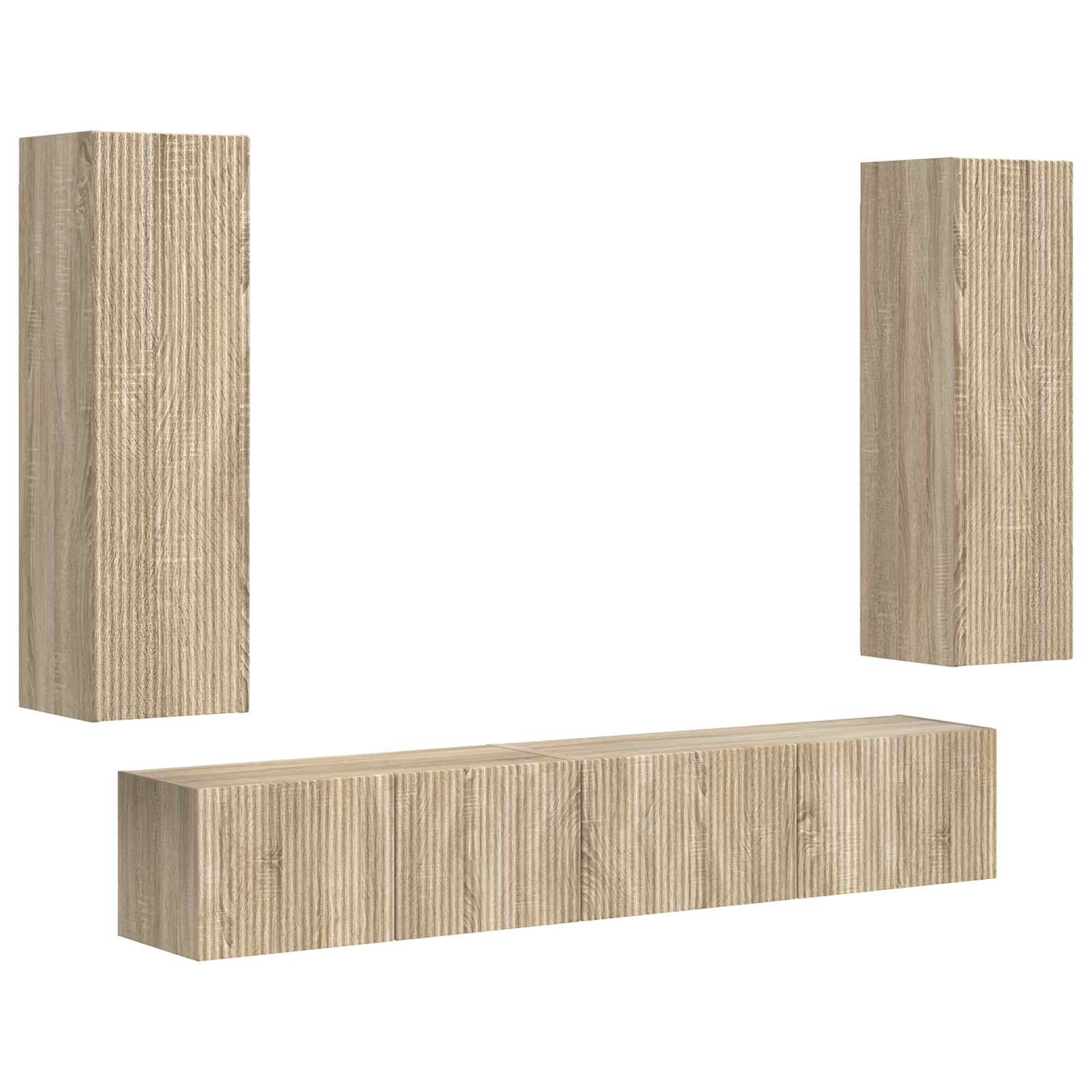 Tv-meubelset Wandgemonteerd 3 pcs Sonoma Eiken Bewerkt hout is nu te koop bij PeponiXL, paradijselijk wonen!