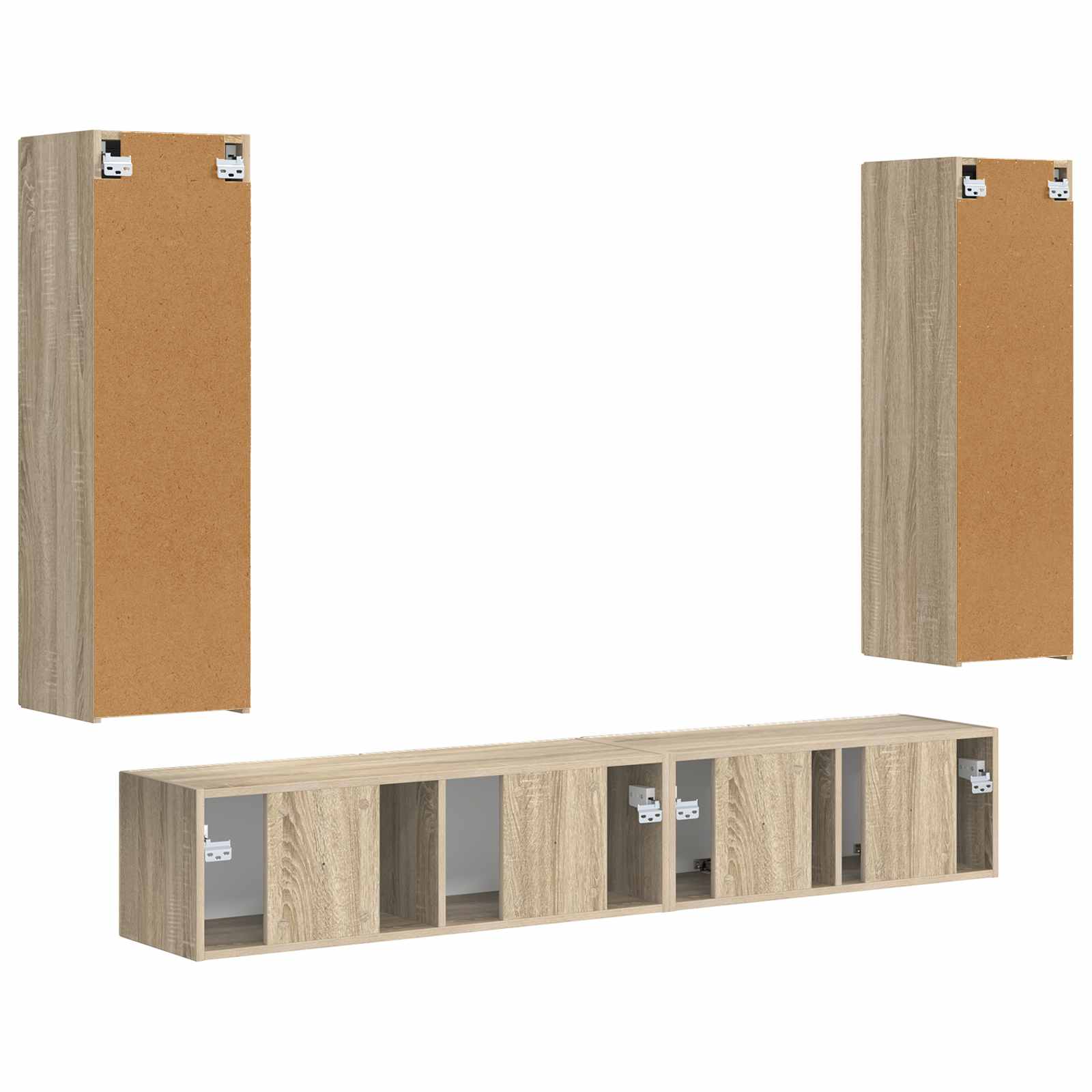 Tv-meubelset Wandgemonteerd 3 pcs Sonoma Eiken Bewerkt hout is nu te koop bij PeponiXL, paradijselijk wonen!