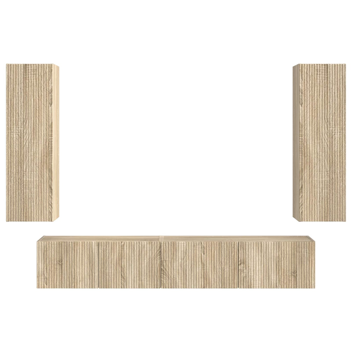 Tv-meubelset Wandgemonteerd 3 pcs Sonoma Eiken Bewerkt hout is nu te koop bij PeponiXL, paradijselijk wonen!