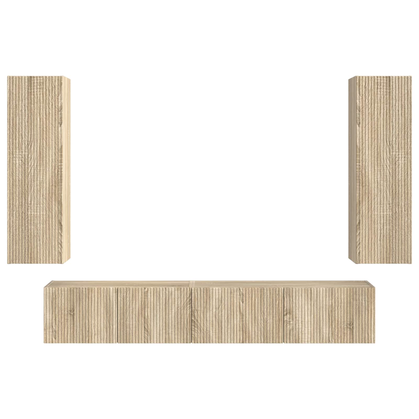 Tv-meubelset Wandgemonteerd 3 pcs Sonoma Eiken Bewerkt hout is nu te koop bij PeponiXL, paradijselijk wonen!