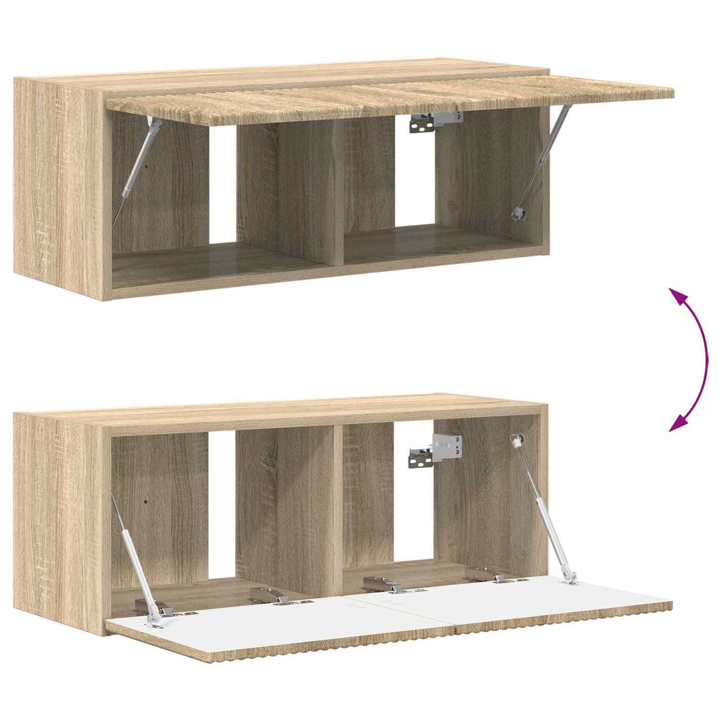 Tv-meubelset Wandgemonteerd 3 pcs Sonoma Eiken Bewerkt hout is nu te koop bij PeponiXL, paradijselijk wonen!