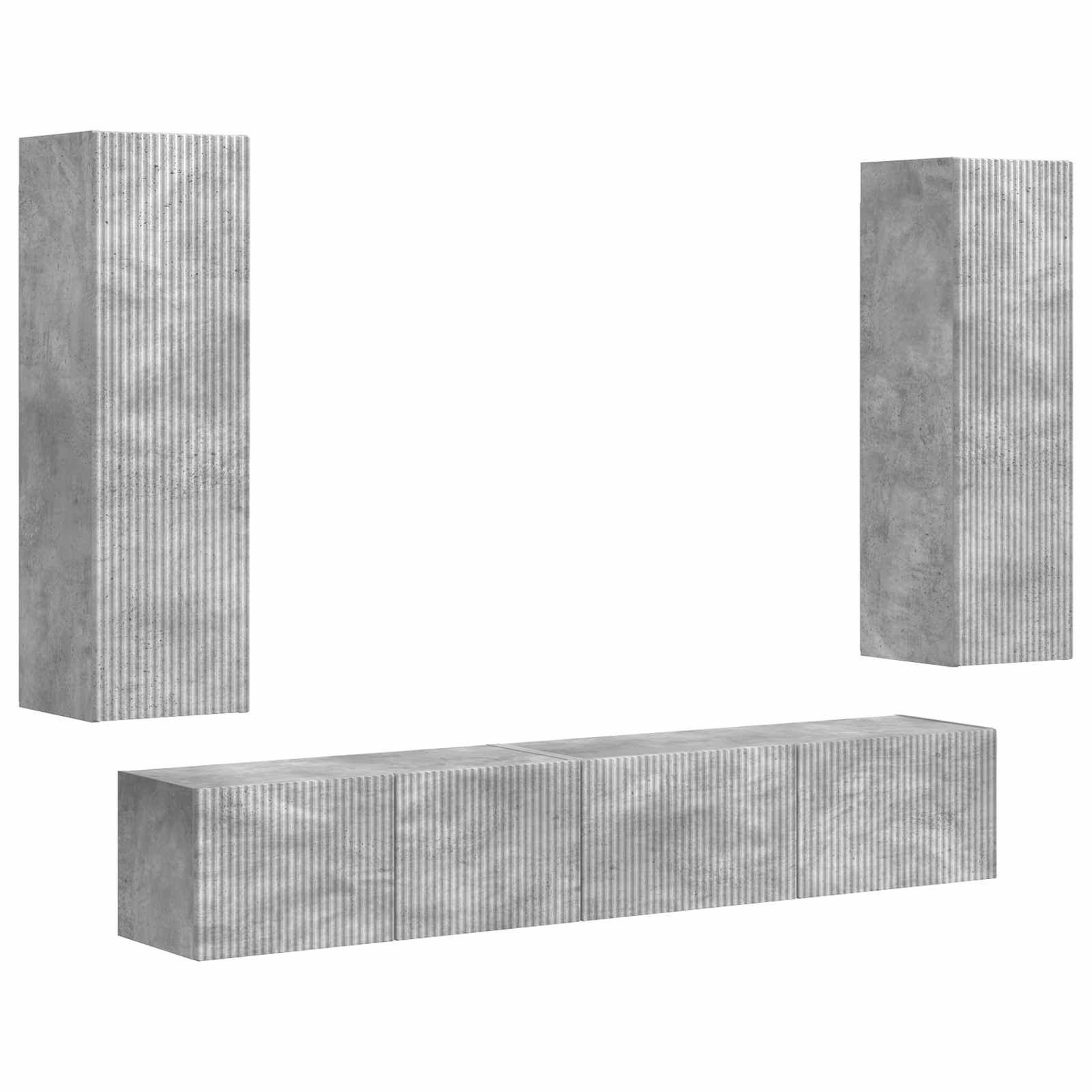 Tv-meubelset Wandgemonteerd 3 pcs Beton Grijs Bewerkt hout is nu te koop bij PeponiXL, paradijselijk wonen!