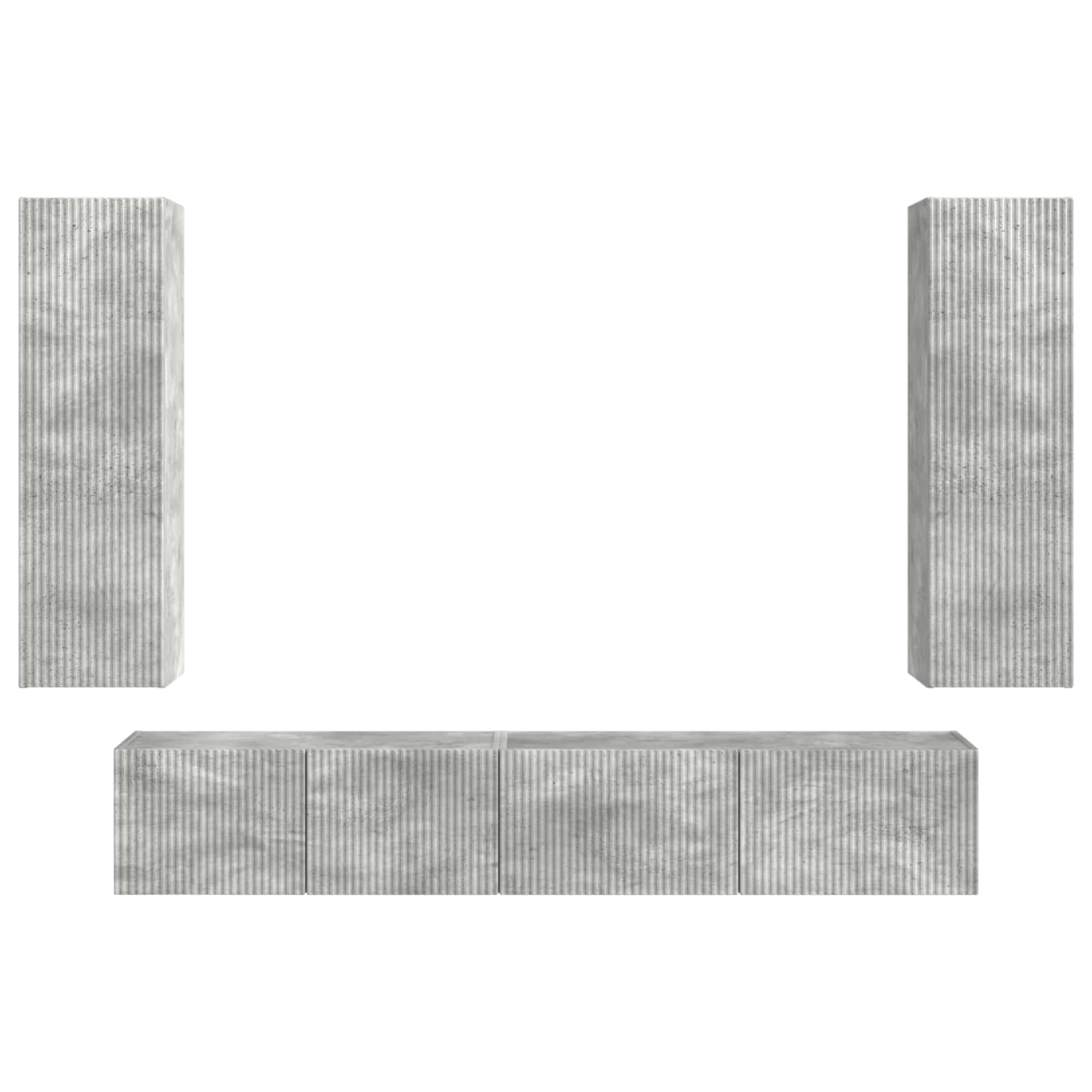 Tv-meubelset Wandgemonteerd 3 pcs Beton Grijs Bewerkt hout is nu te koop bij PeponiXL, paradijselijk wonen!
