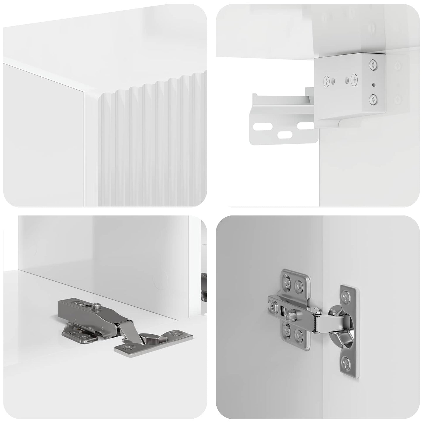 Tv-meubelset Wandgemonteerd 3 pcs Hoogglans wit Bewerkt hout is nu te koop bij PeponiXL, paradijselijk wonen!