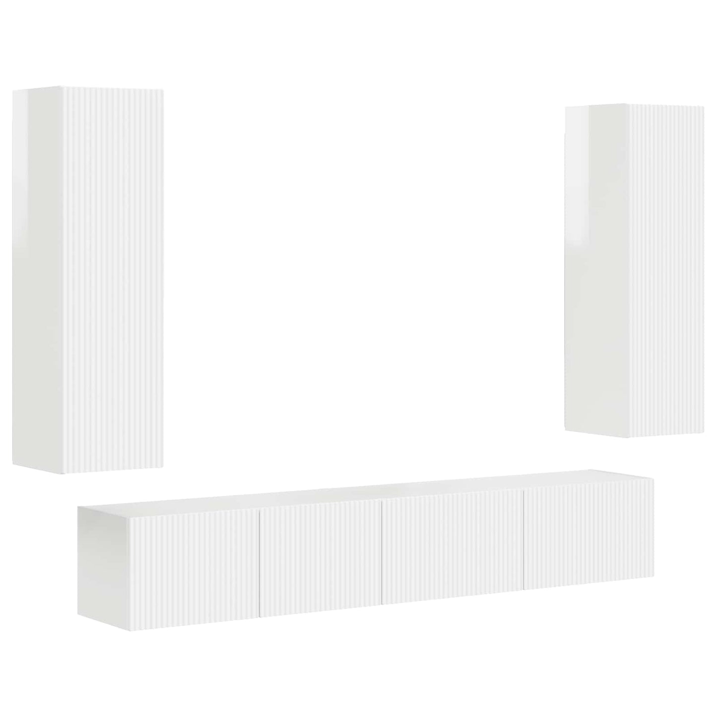 Tv-meubelset Wandgemonteerd 3 pcs Hoogglans wit Bewerkt hout is nu te koop bij PeponiXL, paradijselijk wonen!