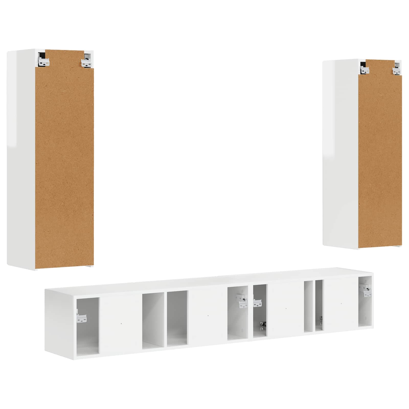 Tv-meubelset Wandgemonteerd 3 pcs Hoogglans wit Bewerkt hout is nu te koop bij PeponiXL, paradijselijk wonen!