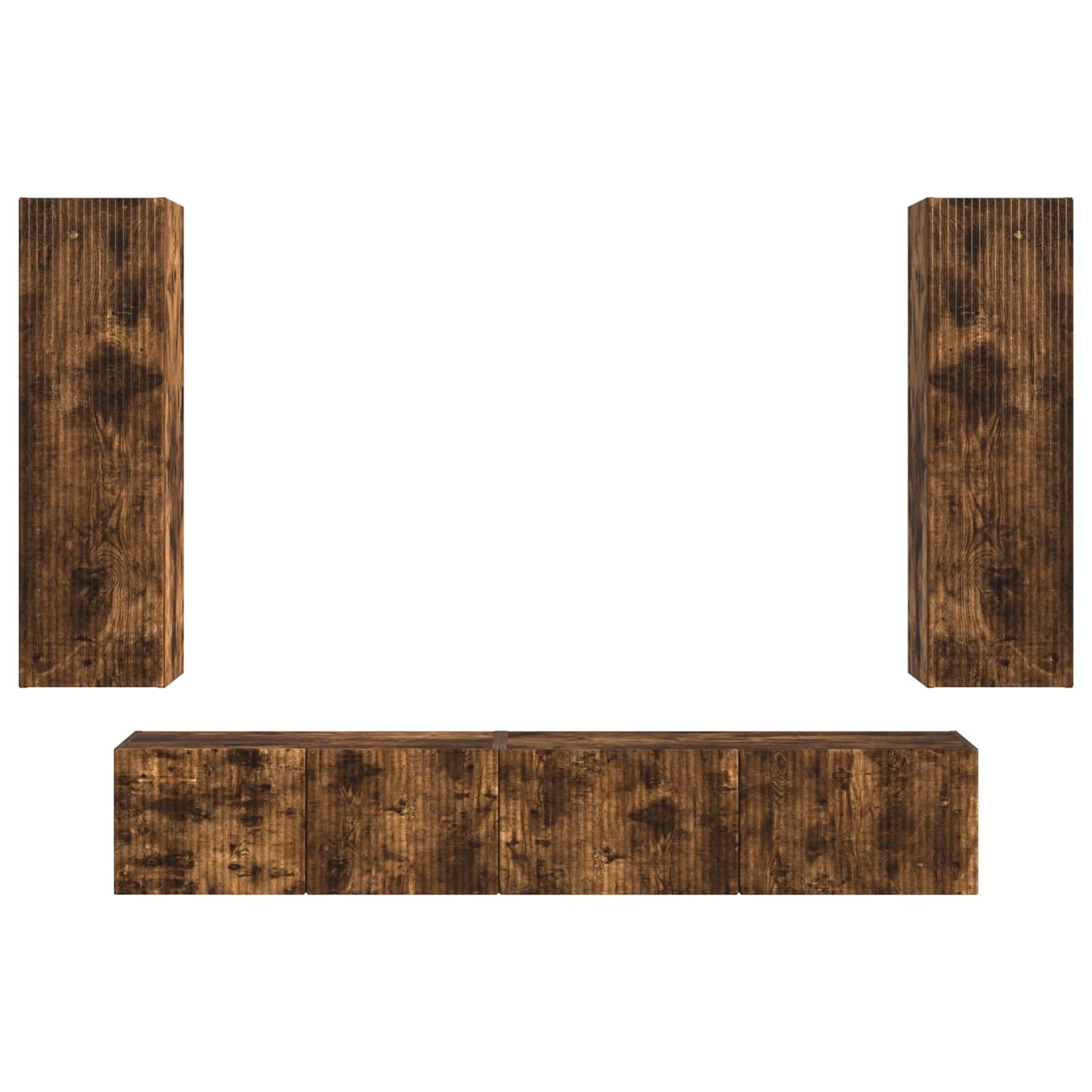 Tv-meubelset Wandgemonteerd 3 pcs Gerookt eiken Bewerkt hout is nu te koop bij PeponiXL, paradijselijk wonen!
