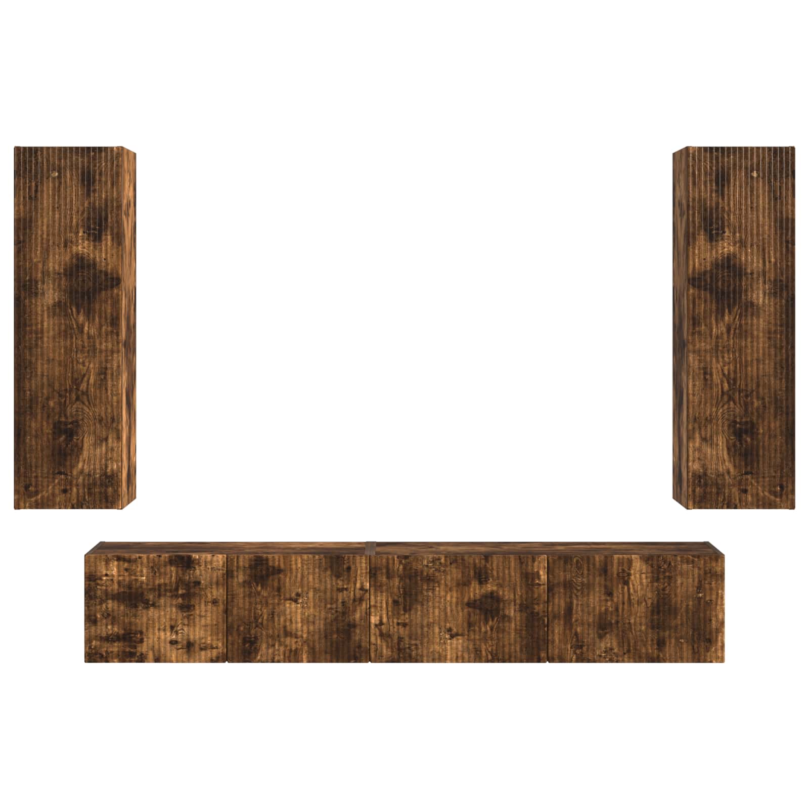 Tv-meubelset Wandgemonteerd 3 pcs Gerookt eiken Bewerkt hout is nu te koop bij PeponiXL, paradijselijk wonen!