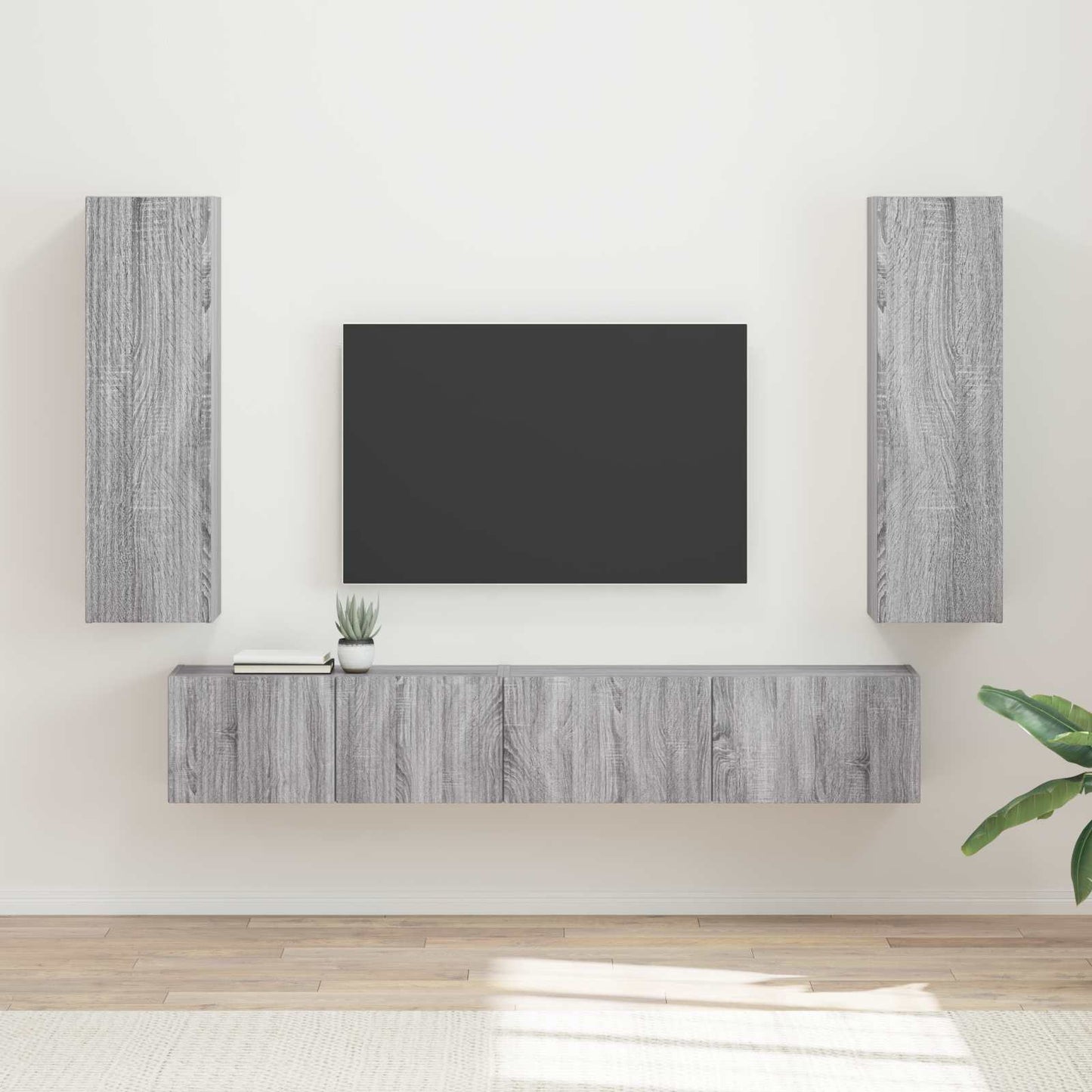 Tv-meubelset Wandgemonteerd 3 pcs Grijs Sonoma Bewerkt hout is nu te koop bij PeponiXL, paradijselijk wonen!