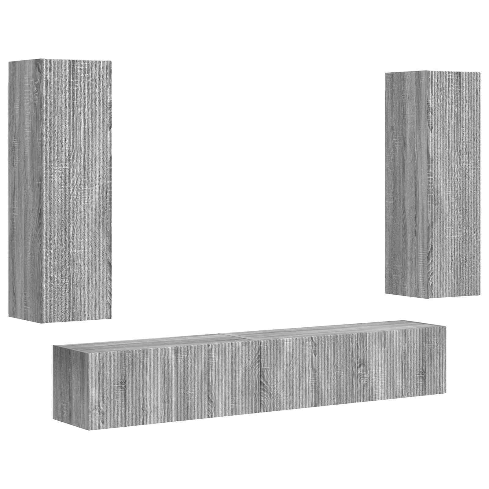Tv-meubelset Wandgemonteerd 3 pcs Grijs Sonoma Bewerkt hout is nu te koop bij PeponiXL, paradijselijk wonen!