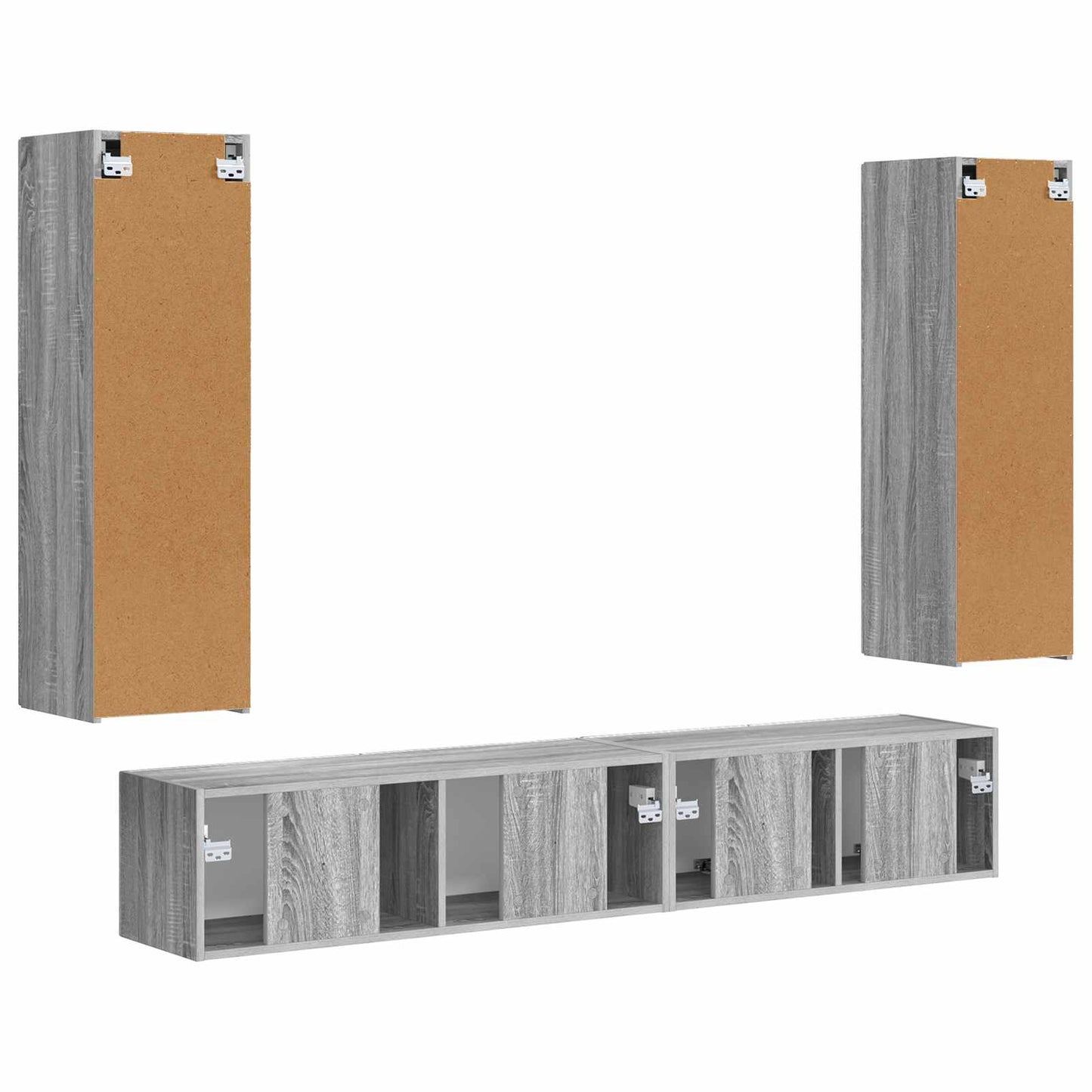 Tv-meubelset Wandgemonteerd 3 pcs Grijs Sonoma Bewerkt hout is nu te koop bij PeponiXL, paradijselijk wonen!
