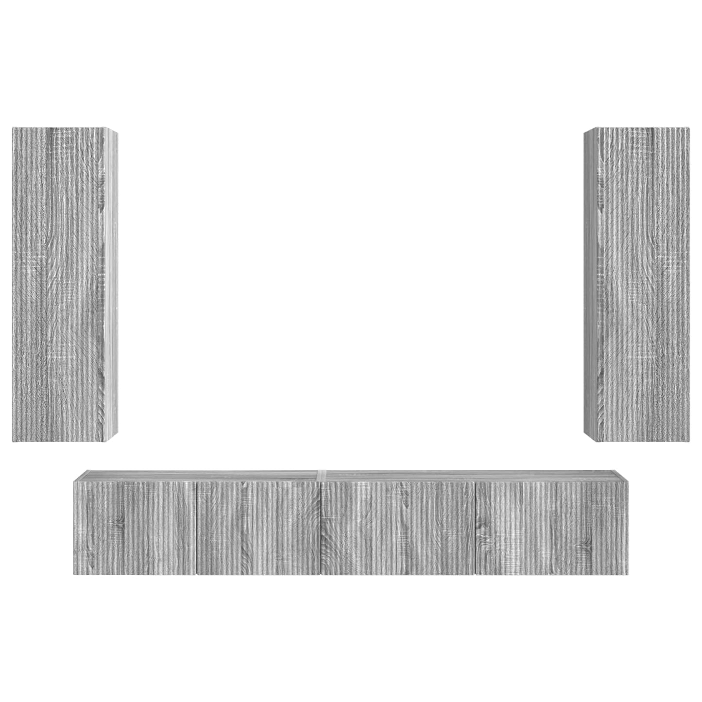 Tv-meubelset Wandgemonteerd 3 pcs Grijs Sonoma Bewerkt hout is nu te koop bij PeponiXL, paradijselijk wonen!